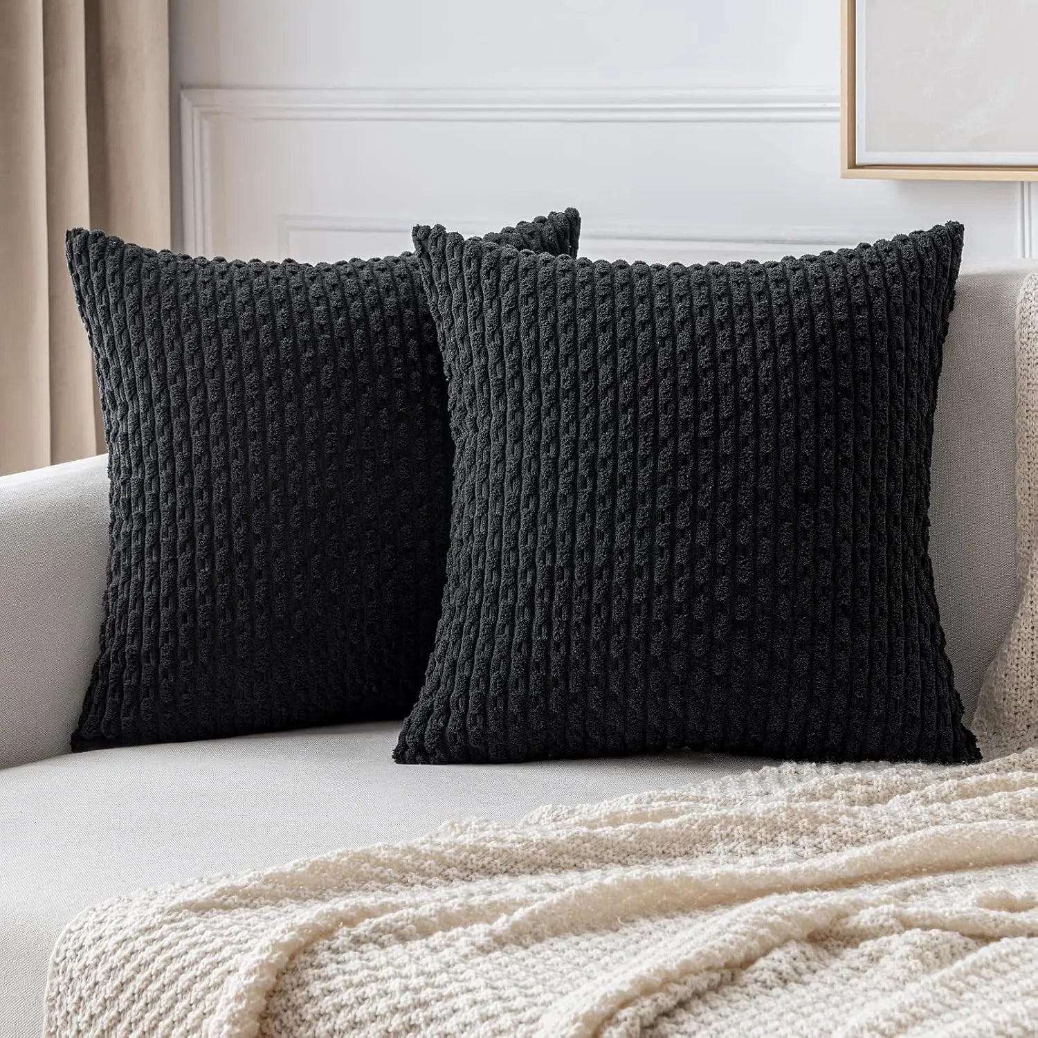 Caden Cushion Cover - Soft Corduroy, Boho Stripe Design for Sofa and Couch 10