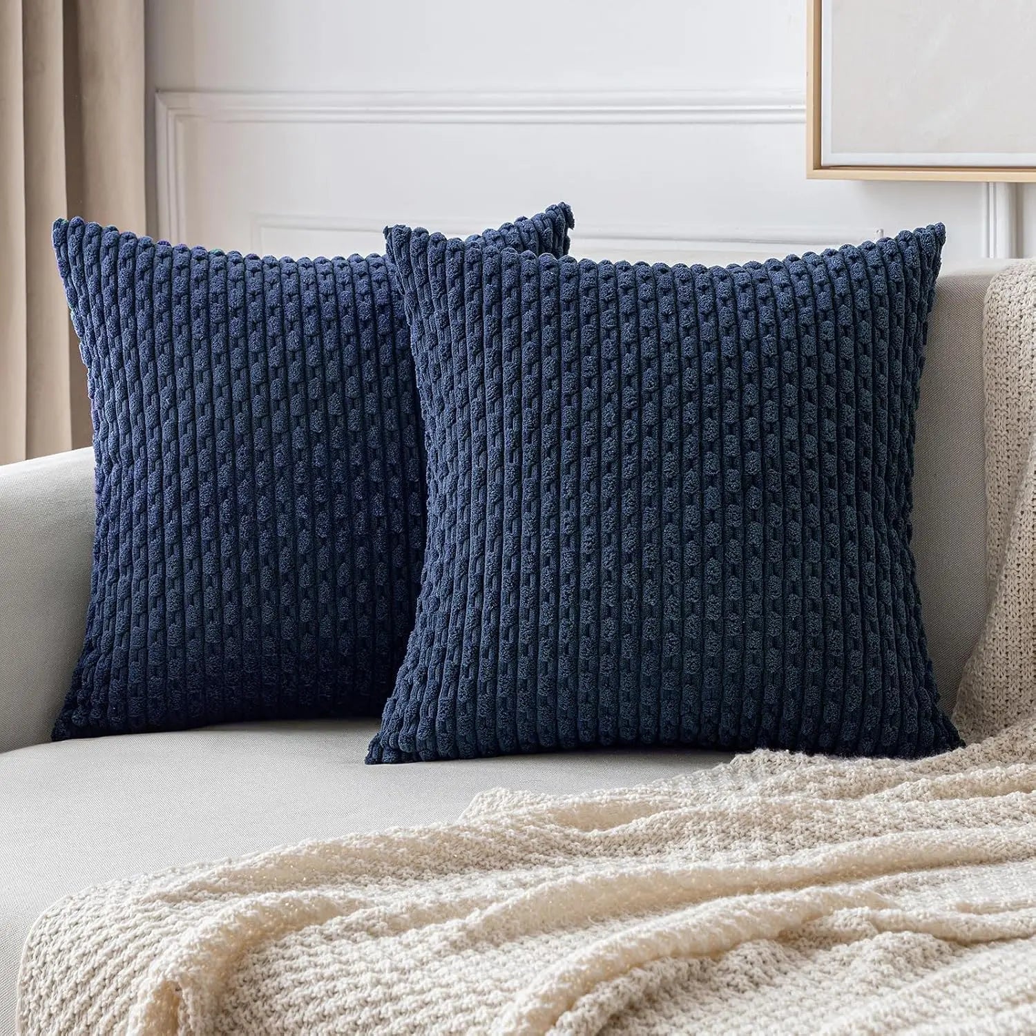Caden Cushion Cover - Soft Corduroy, Boho Stripe Design for Sofa and Couch 11
