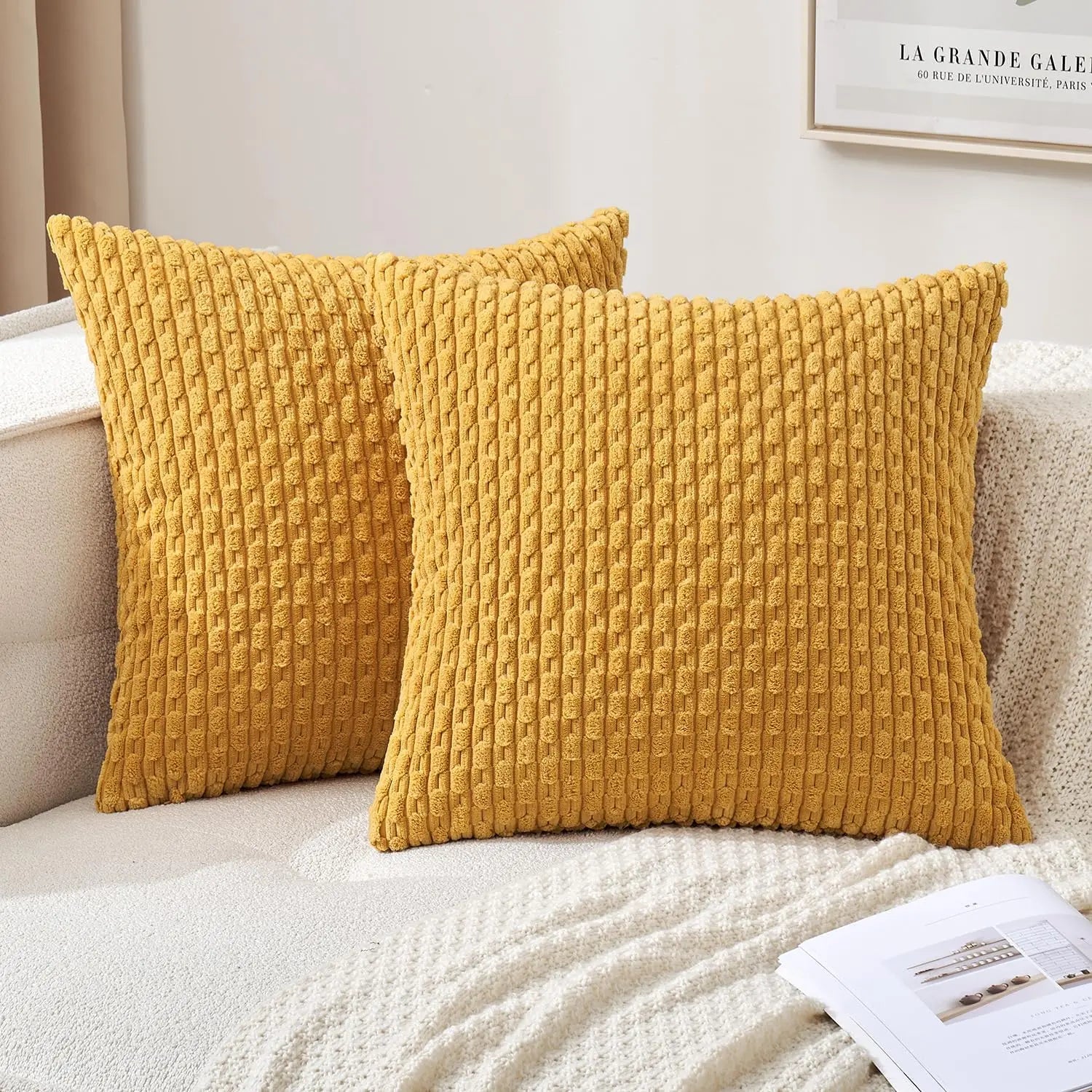 Caden Cushion Cover - Soft Corduroy, Boho Stripe Design for Sofa and Couch 12