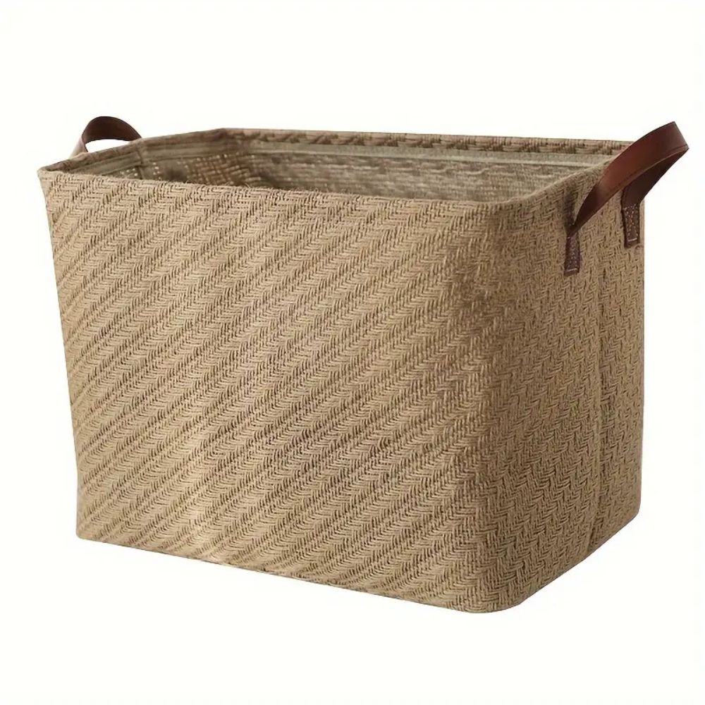 Caden Foldable Storage Box - Durable Cloth, Rustic Jute Weave, Versatile Toy Organizer 0