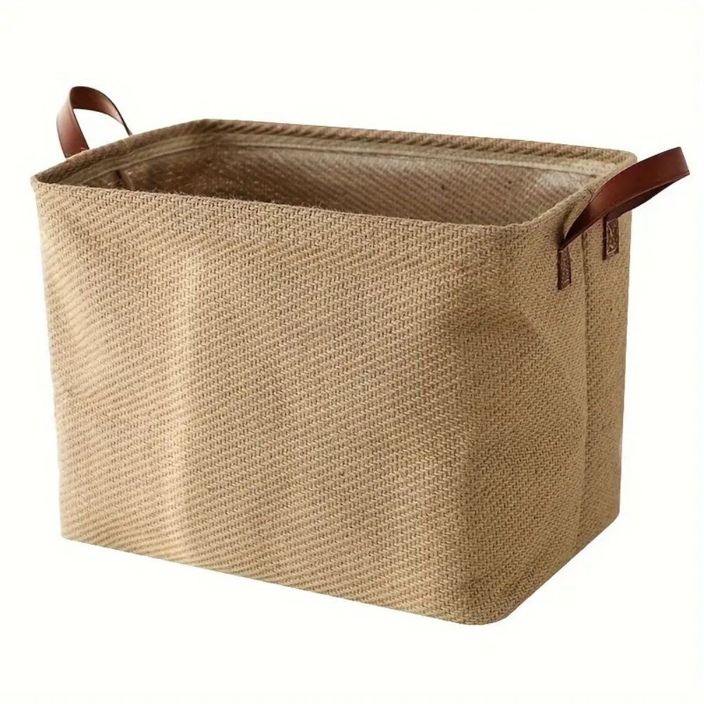 Caden Foldable Storage Box - Durable Cloth, Rustic Jute Weave, Versatile Toy Organizer 10