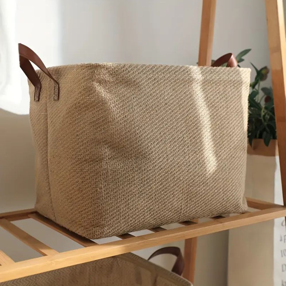 Caden Foldable Storage Box - Durable Cloth, Rustic Jute Weave, Versatile Toy Organizer 3