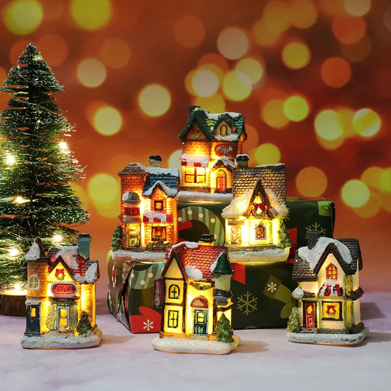 Caldara Christmas Village Set - Hand-Painted Houses with LED Lighting 1