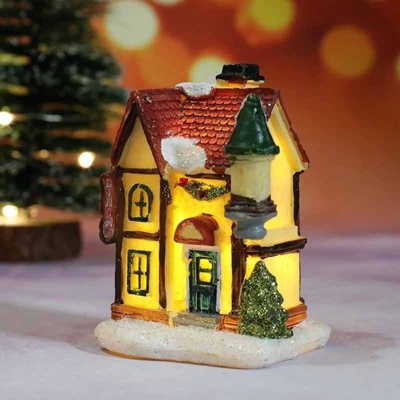 Caldara Christmas Village Set - Hand-Painted Houses with LED Lighting 6