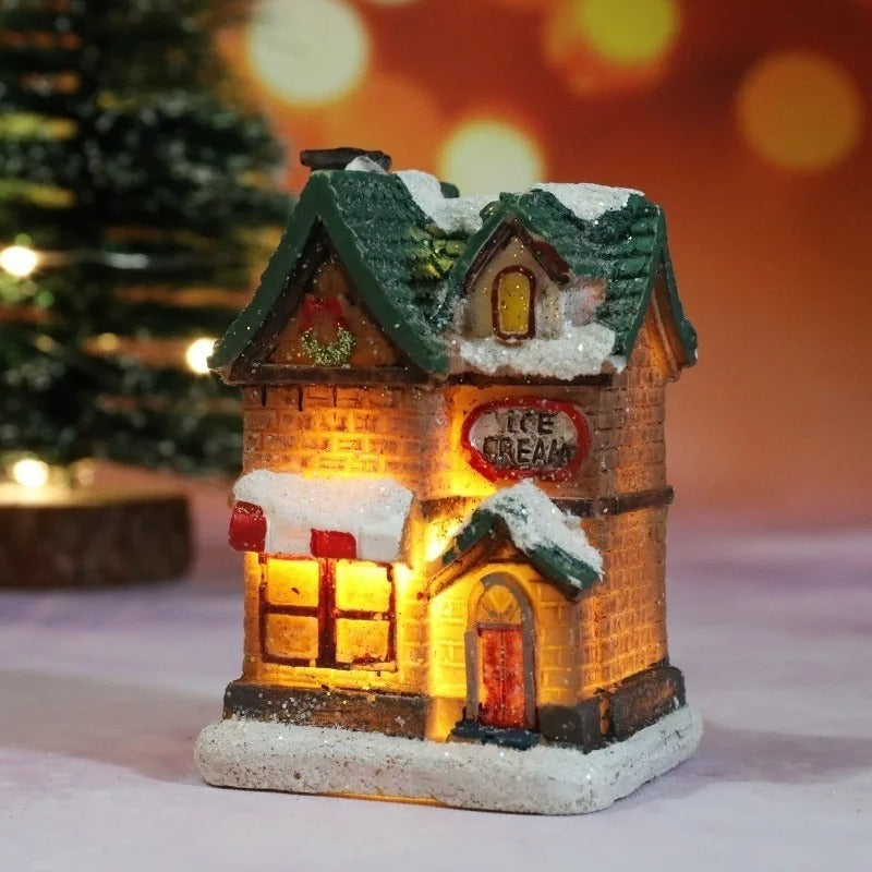 Caldara Christmas Village Set - Hand-Painted Houses with LED Lighting 7