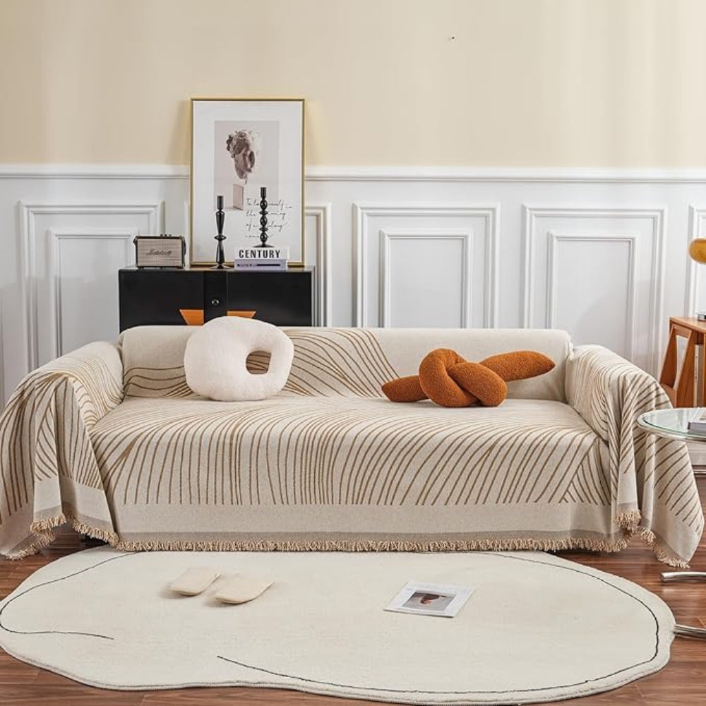 Calyx Sofa Cover - Soft Chenille, Wave Pattern 0