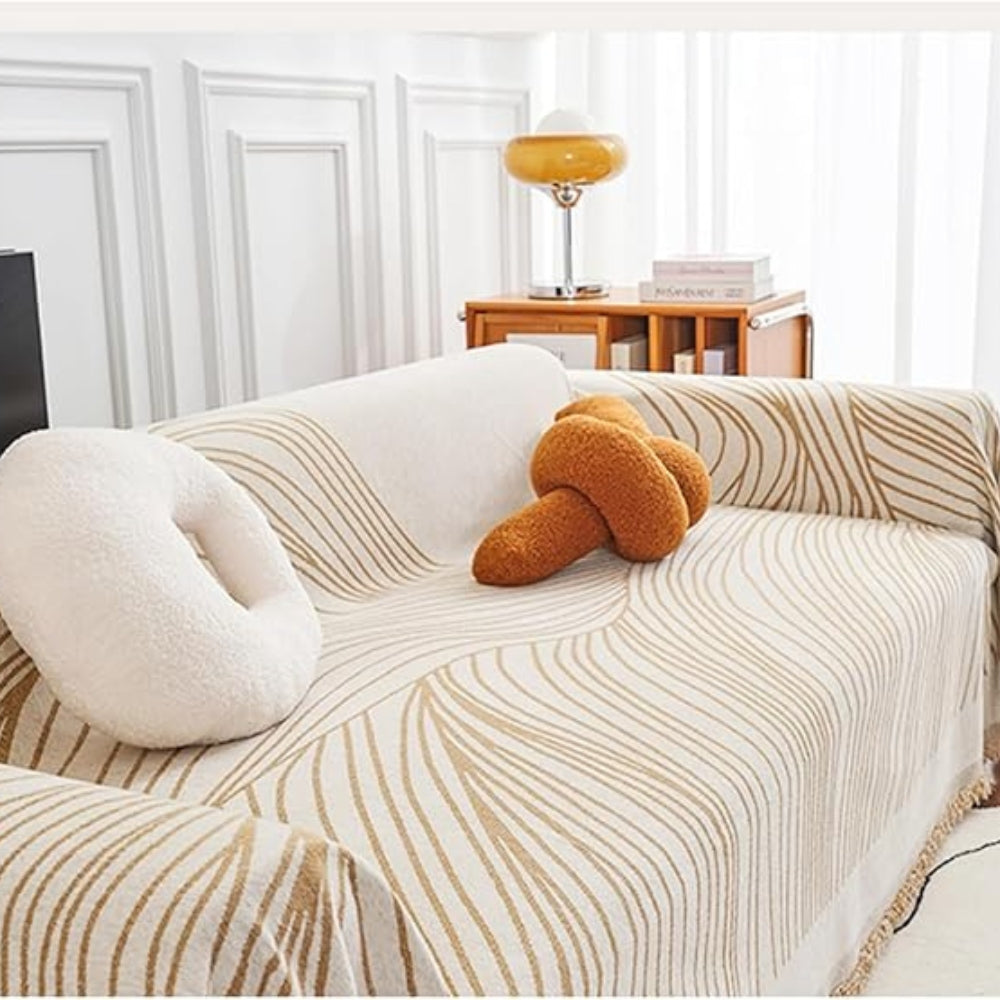Calyx Sofa Cover - Soft Chenille, Wave Pattern 7