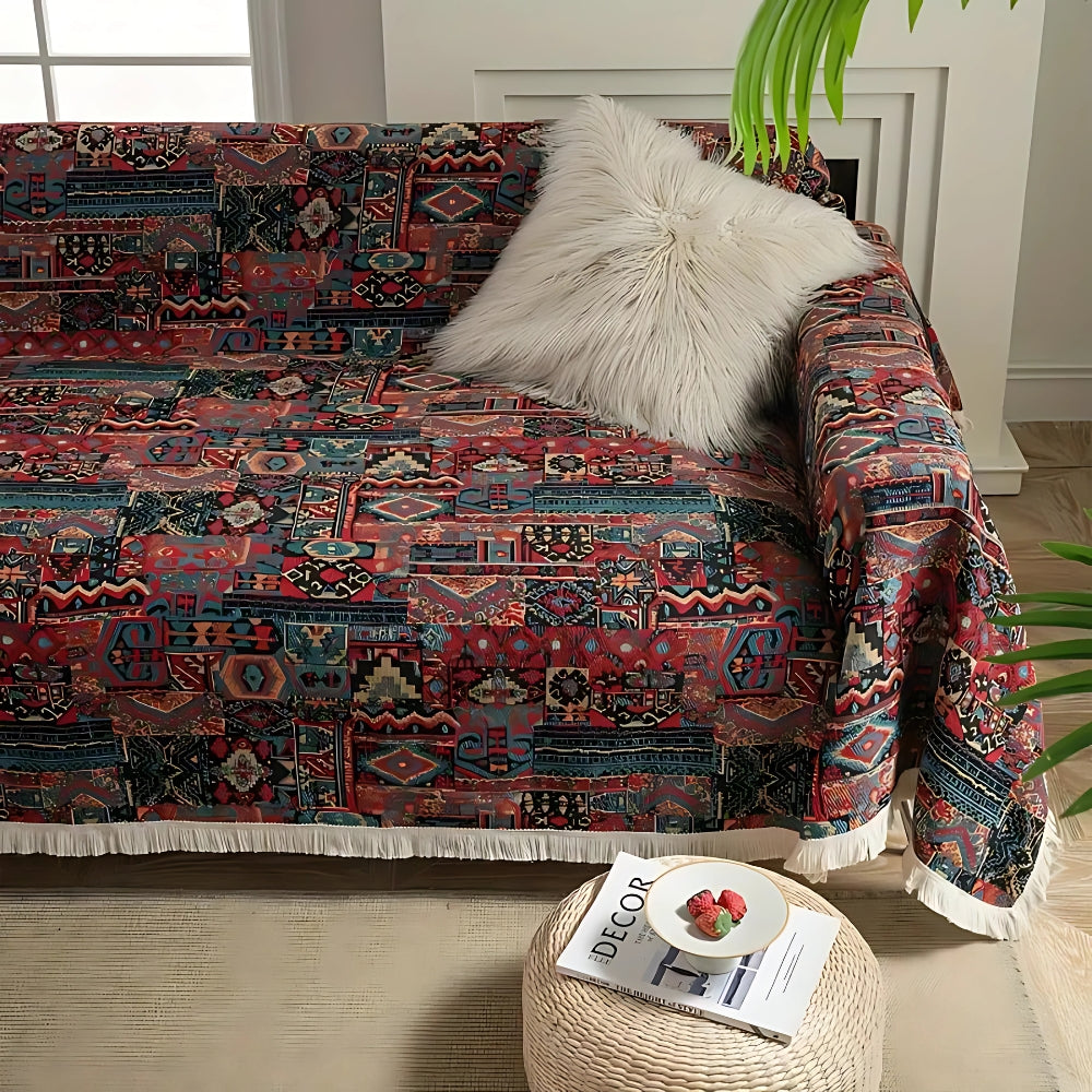 Cascadia Sofa Cover - Geometric Chenille, Vintage Charm 0