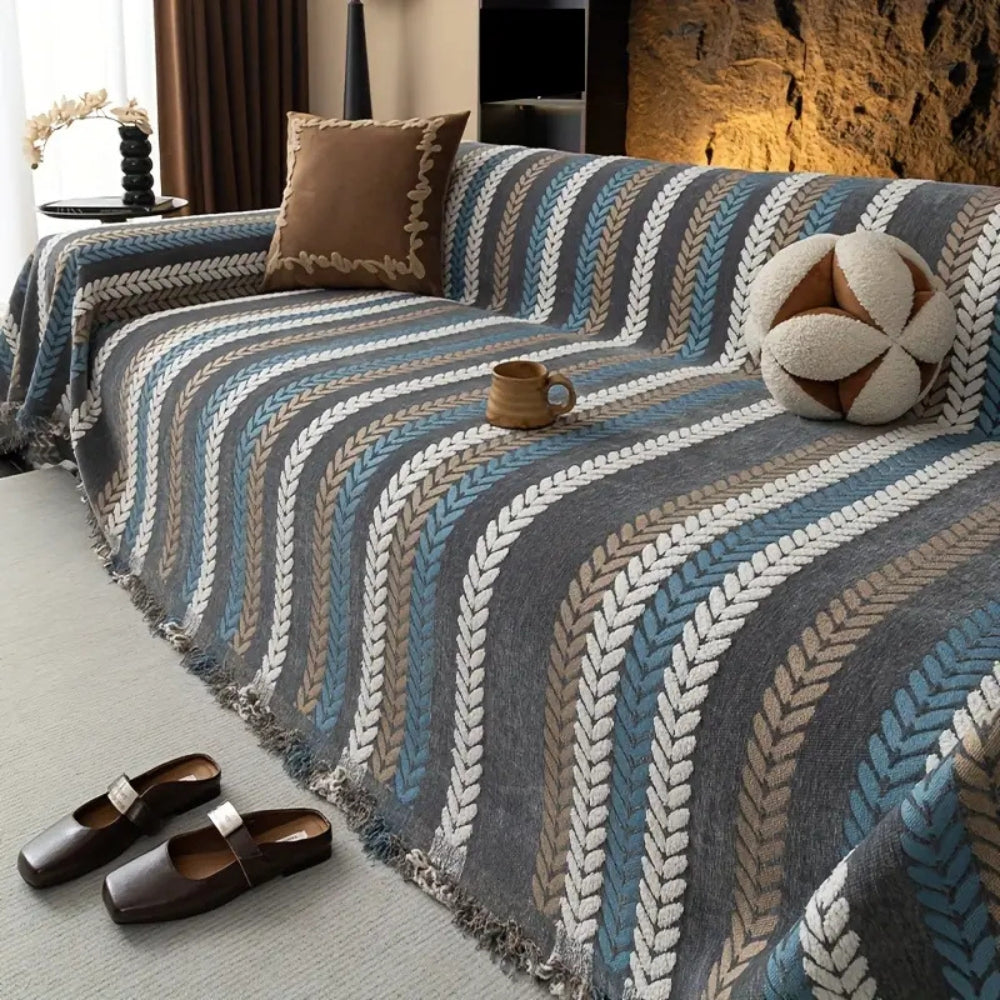 Cascadia Sofa Cover - Soft Chenille, Stylish Stripes, Pet-Friendly 2