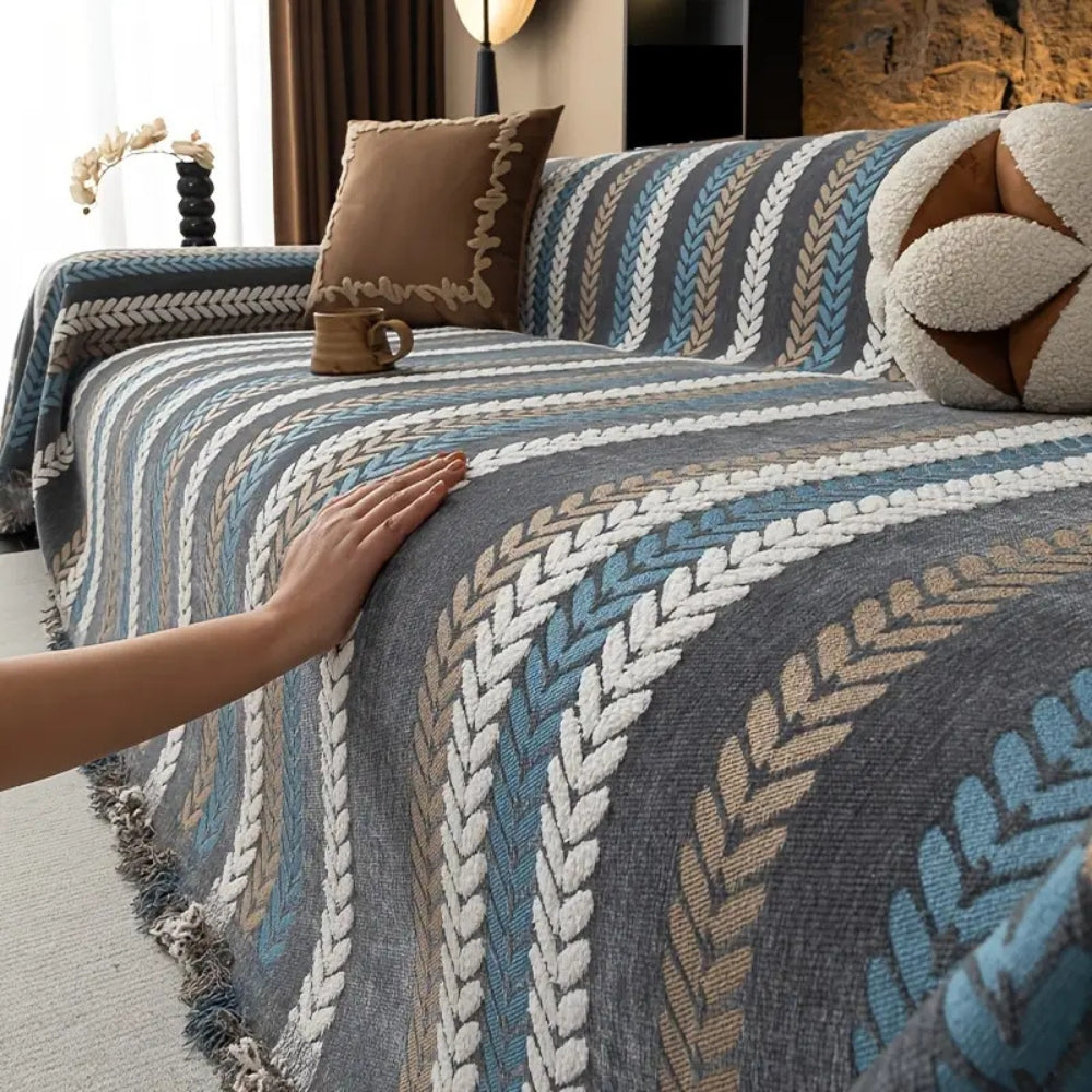 Cascadia Sofa Cover - Soft Chenille, Stylish Stripes, Pet-Friendly 6