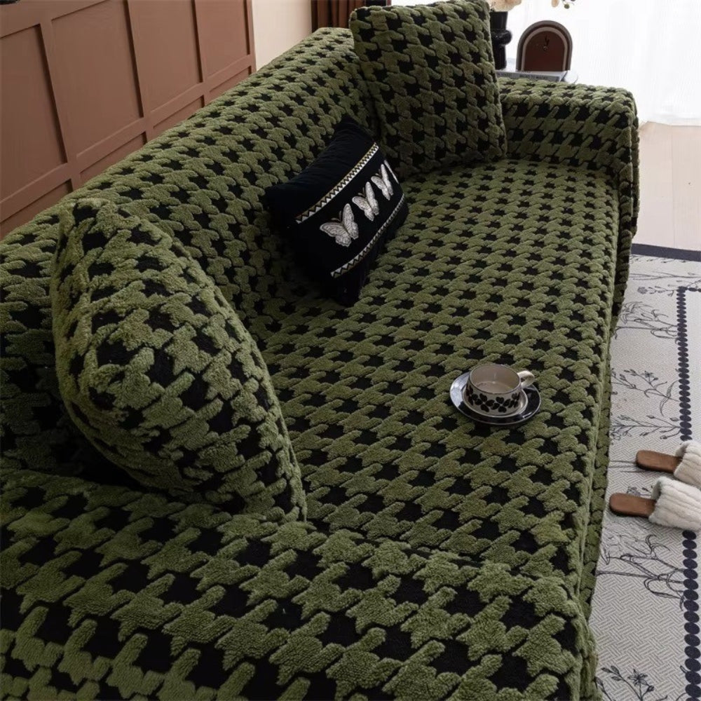 Cavalli Sofa Cover - Plush Microfiber, Classic Houndstooth Design 4