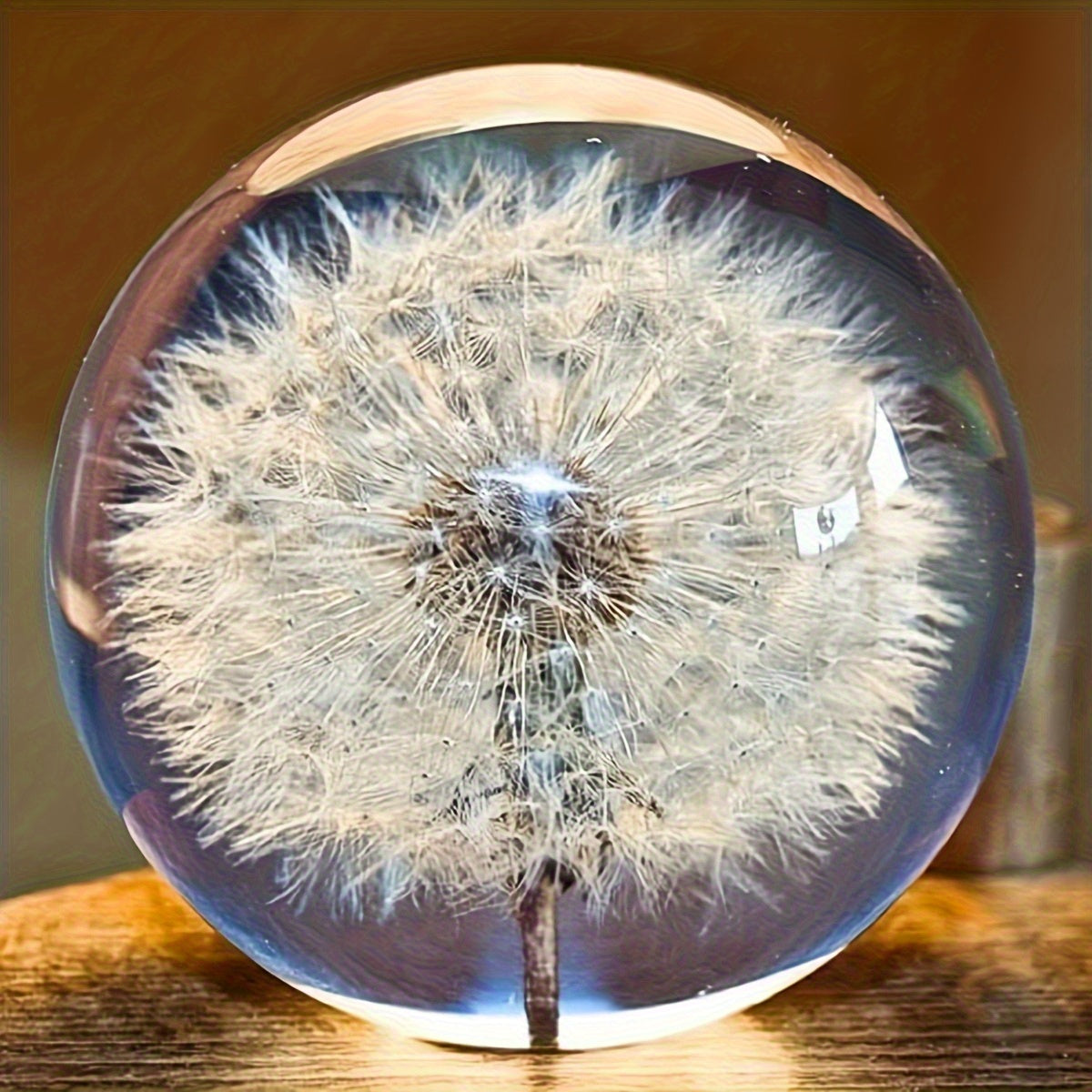 Celeste Decorative Glass Ball - Art Deco Sphere with Dandelion Fluff 0