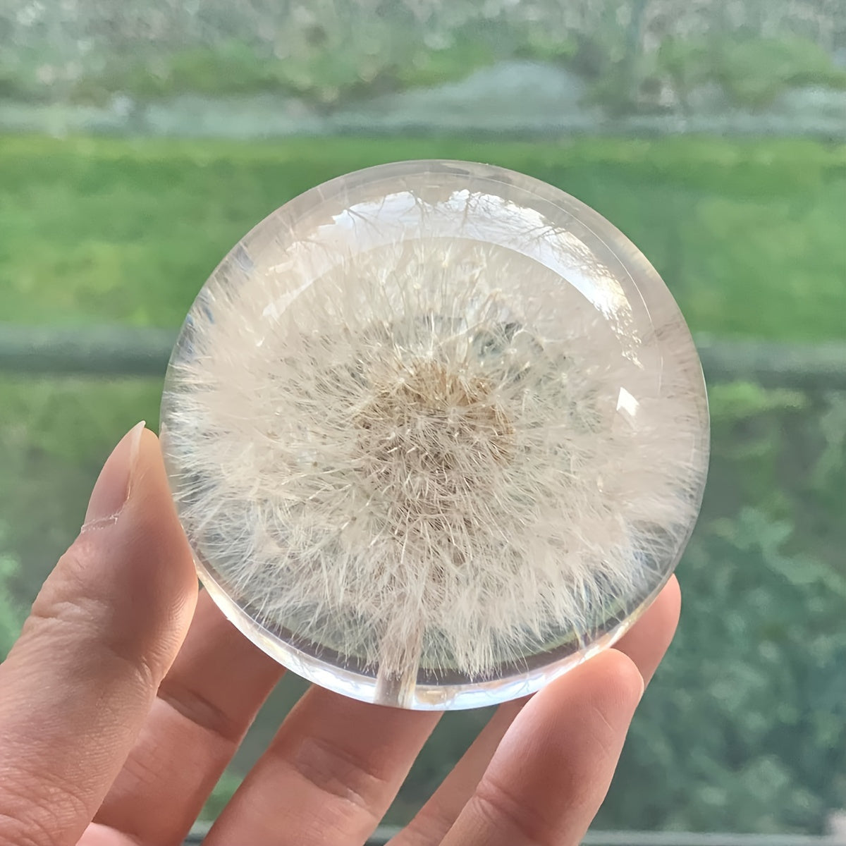 Celeste Decorative Glass Ball - Art Deco Sphere with Dandelion Fluff 4