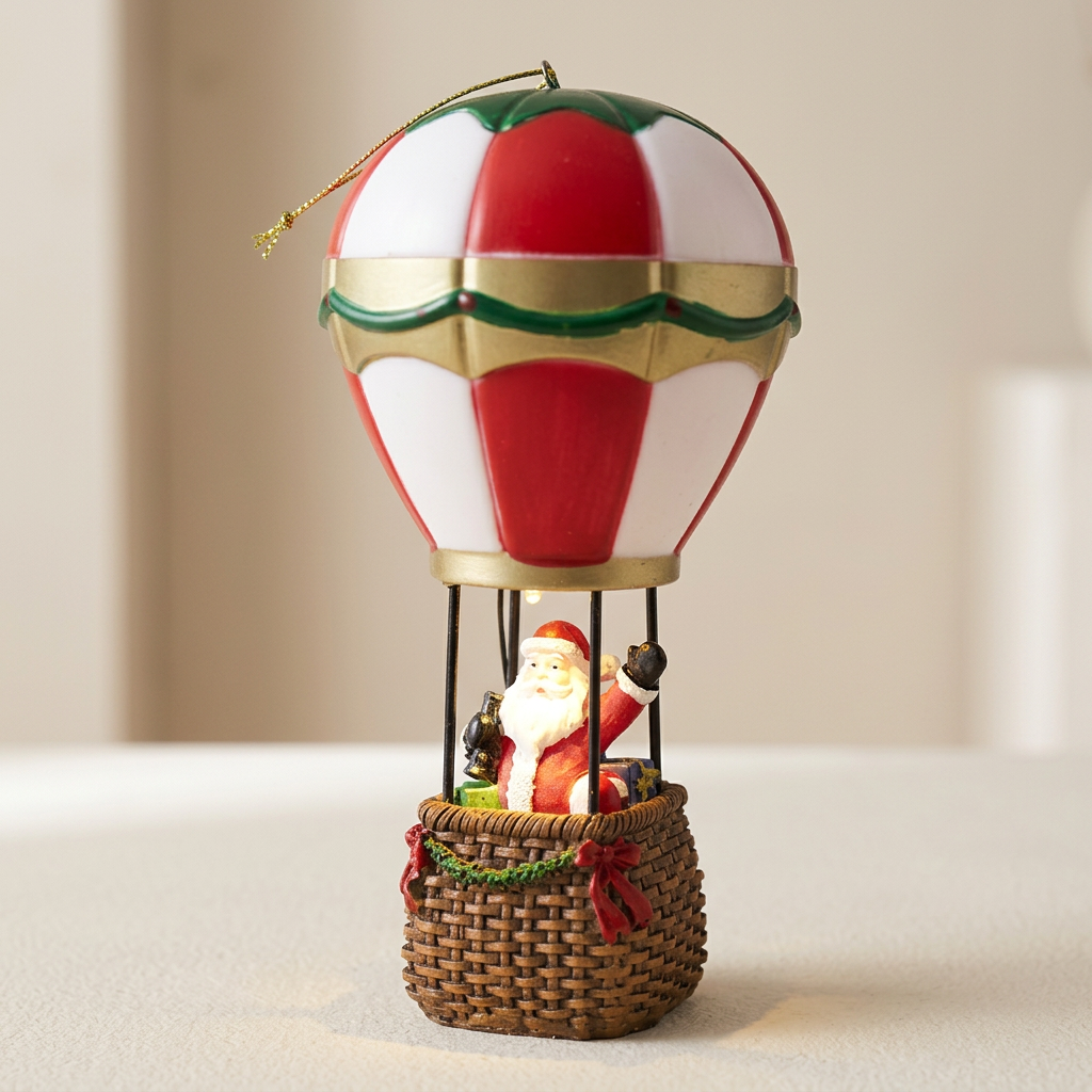 Celestia Hot Air Balloon Ornament - Resin, LED Battery Powered Christmas Decoration 0