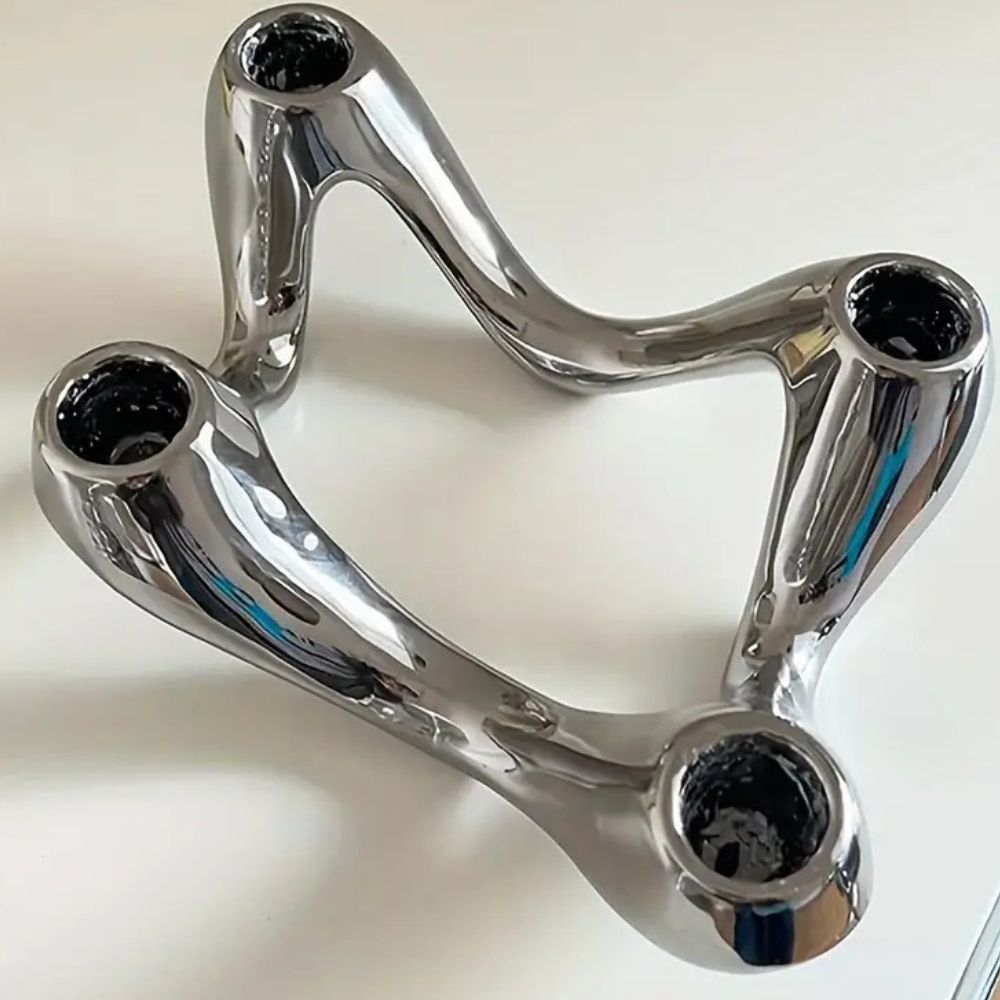 Celestia Ripple Candle Holder - Ceramic Sculptural Design, Modern Accent 2