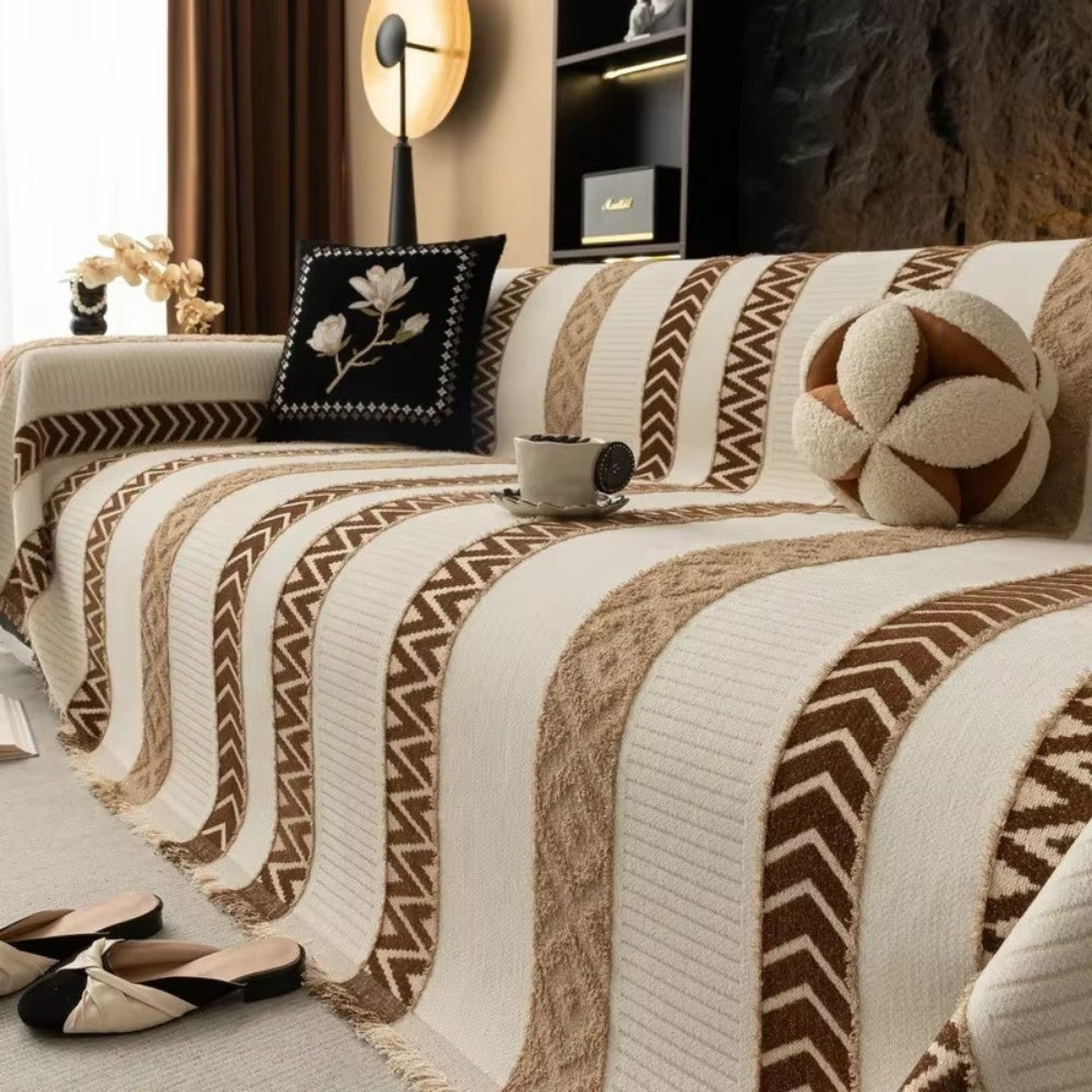 Chera Sofa Cover - Chenille, Chevron Pattern, Anti-Slip Slipcover 2