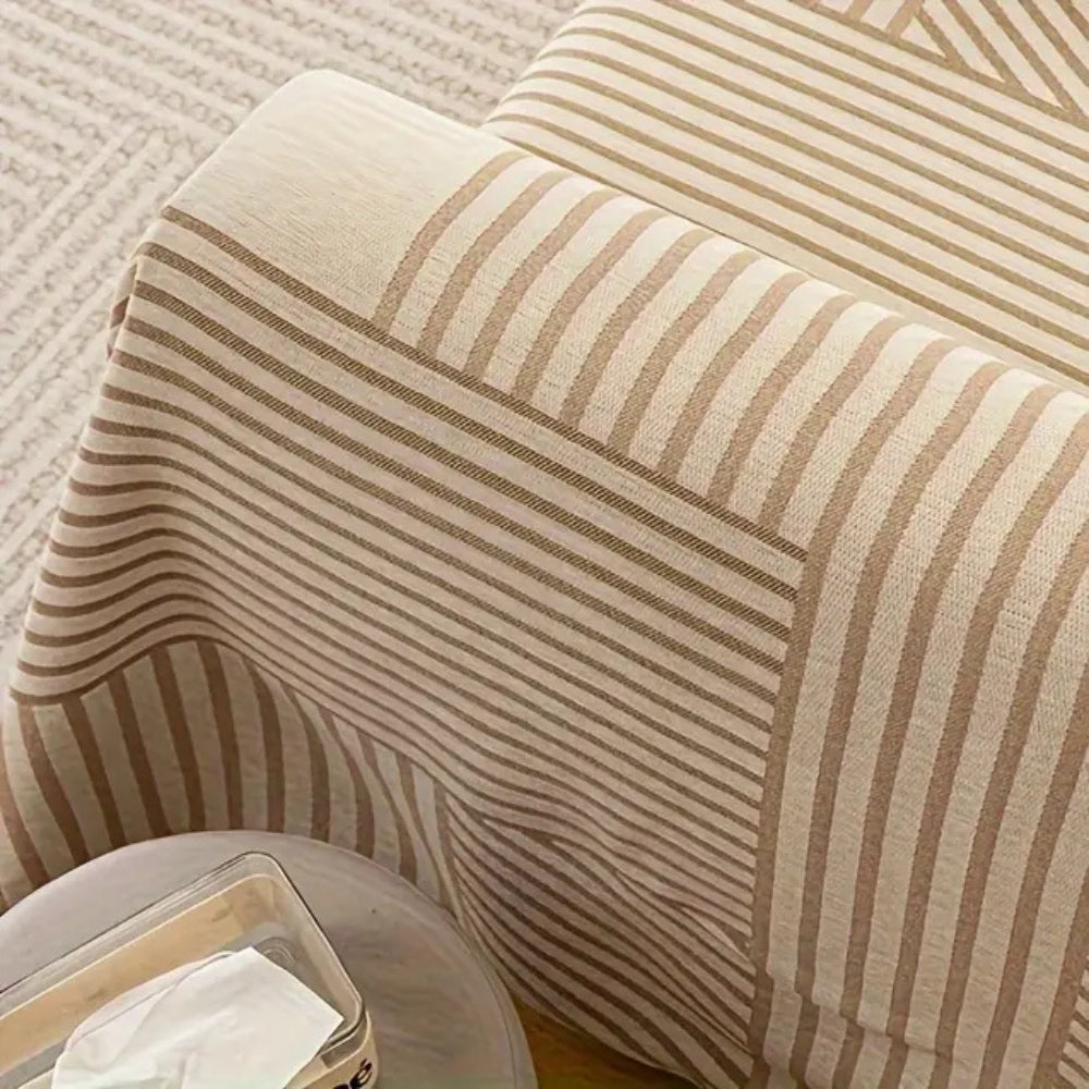 Chic Chenille Sofa Cover - Striped Design with Tassels, Non-Slip Fit for Sectional Couch 4