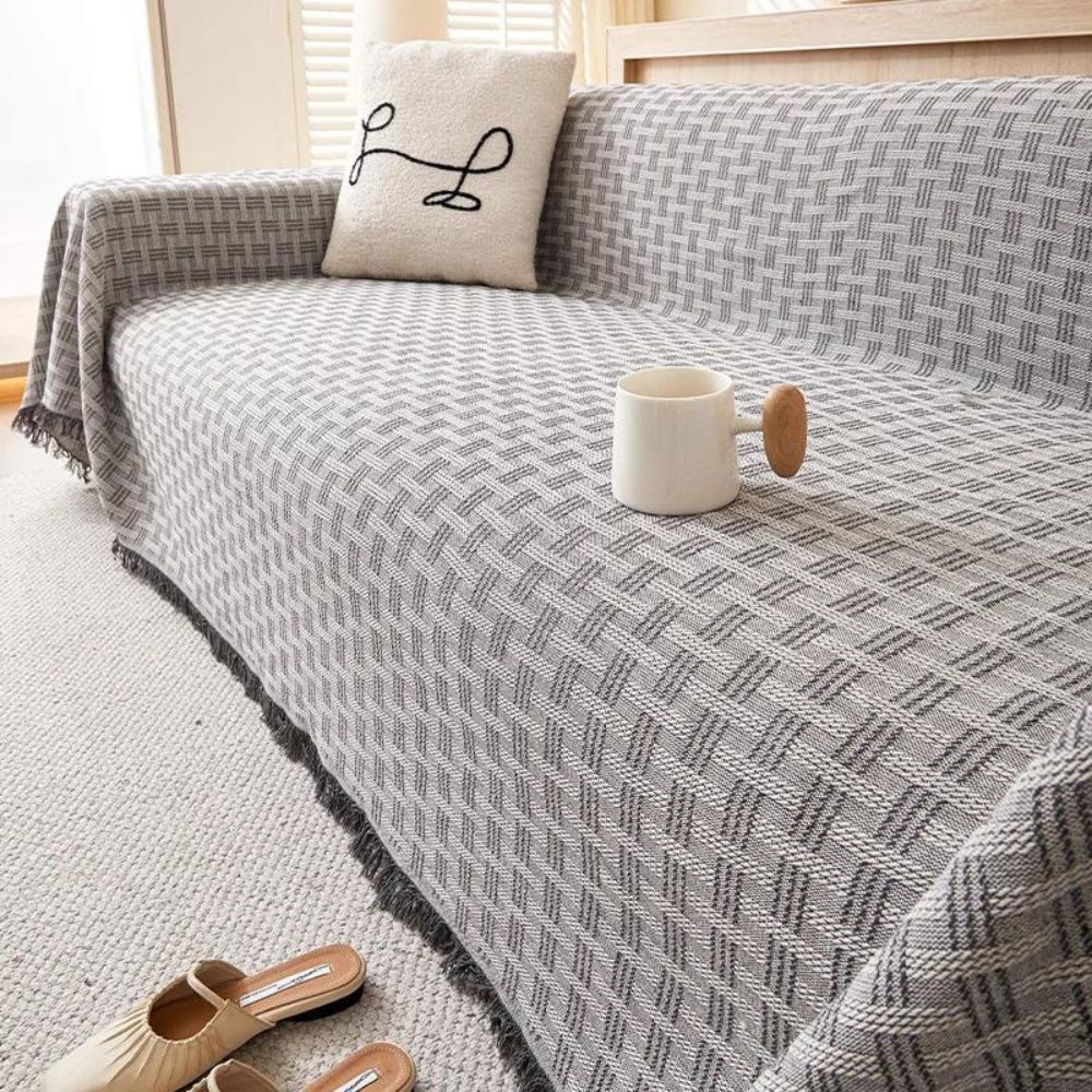 Cielo Sofa Cover - Quilted Microfiber, Geometric Design 4