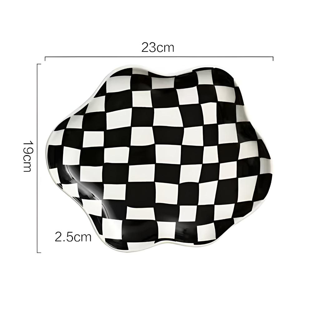 Cleo Checkered Plate - Durable Ceramic, Versatile Dishware 0