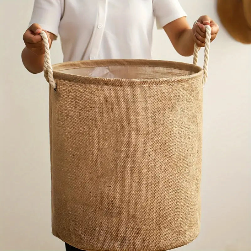 Cleo Laundry Hamper - Cotton-Linen, Waterproof Design 1
