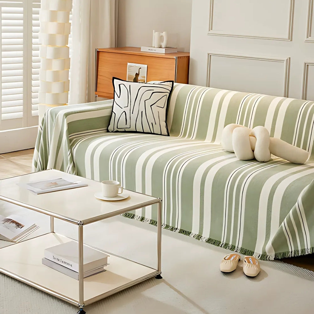 Cleo Sofa Cover - Breathable Chenille, Timeless Stripes 0