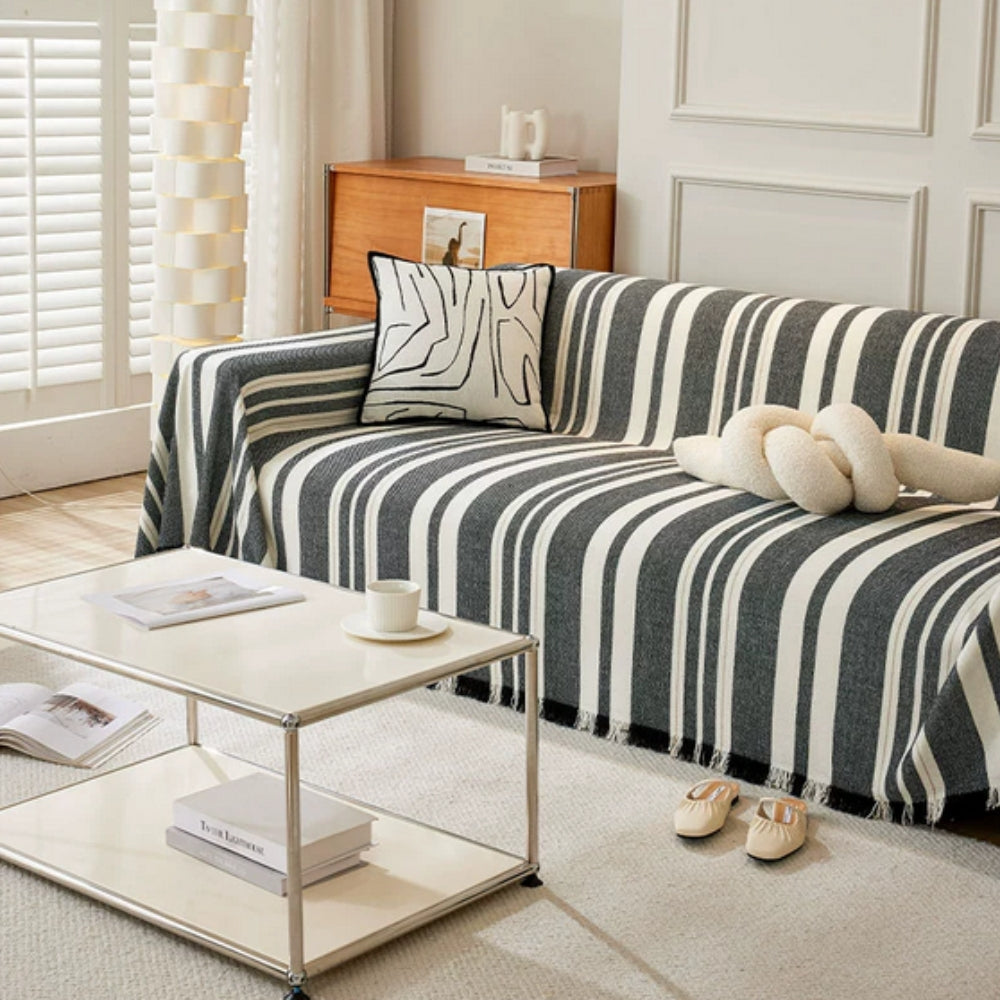 Cleo Sofa Cover - Breathable Chenille, Timeless Stripes 1