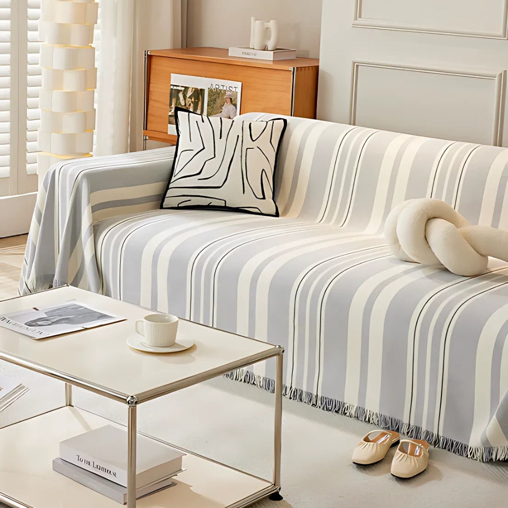 Cleo Sofa Cover - Breathable Chenille, Timeless Stripes 6