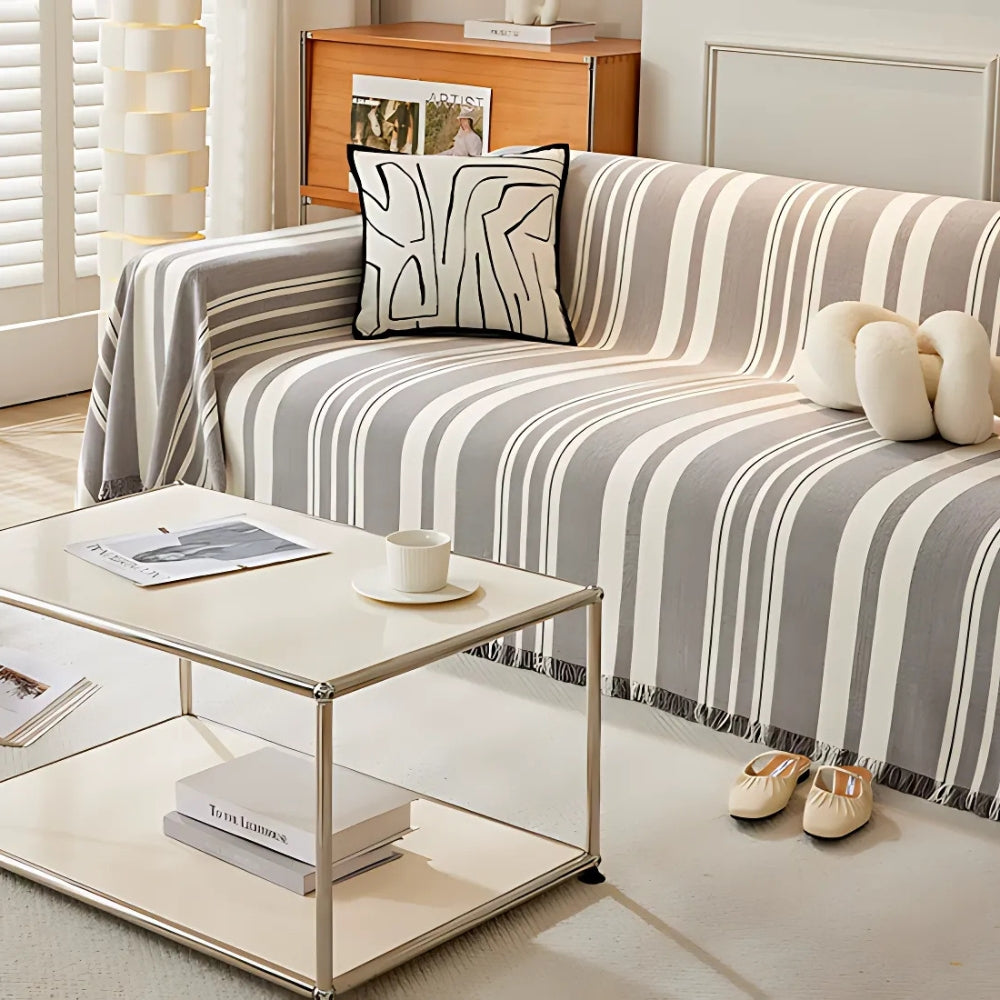 Cleo Sofa Cover - Breathable Chenille, Timeless Stripes 9