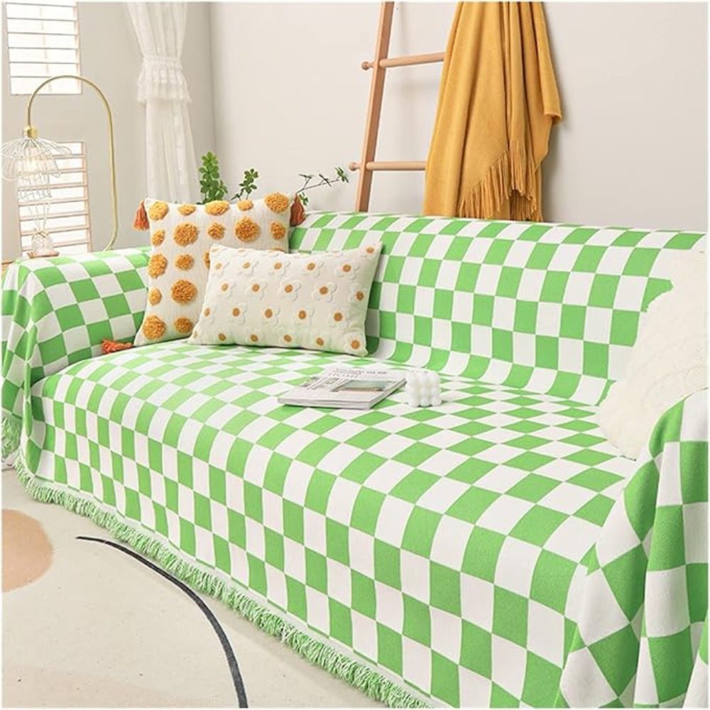 Cleo Sofa Cover - Microfiber Chenille, Pet-Friendly Checkerboard Pattern 4