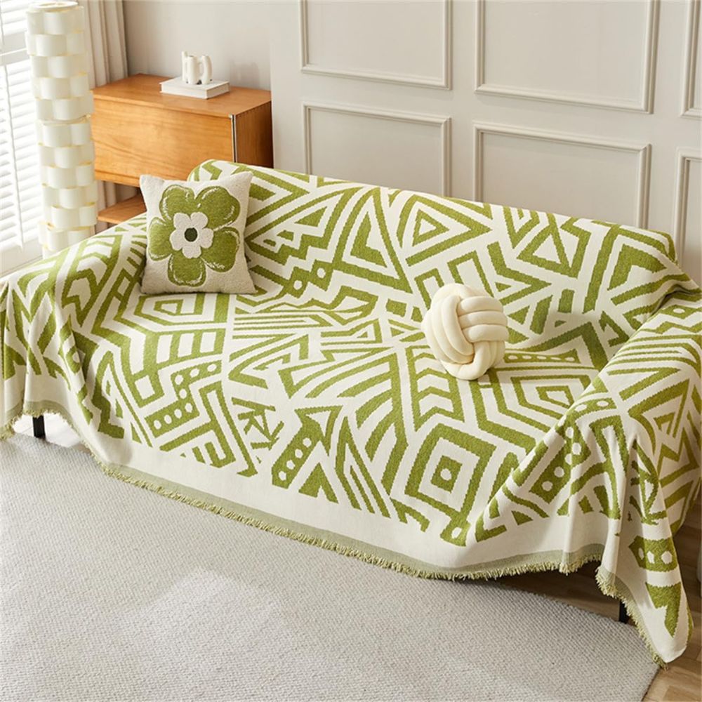 Cleo Sofa Cover - Soft Chenille, Reversible Triangle Pattern 0