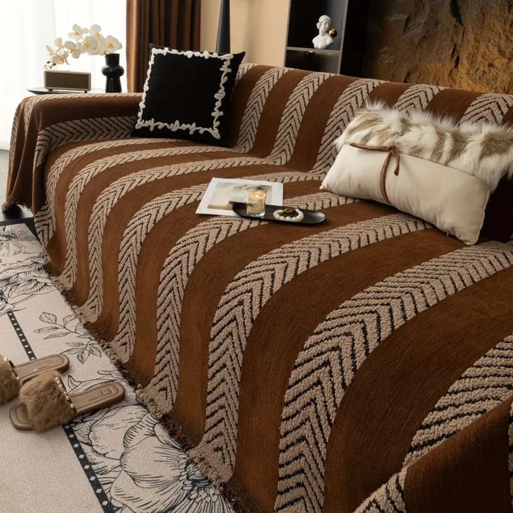 Cleo Sofa Cover - Soft Microfiber, Chevron Design for Couch and Sectional 2