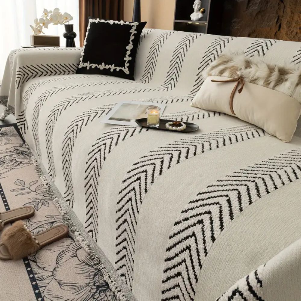 Cleo Sofa Cover - Soft Microfiber, Chevron Design for Couch and Sectional 3