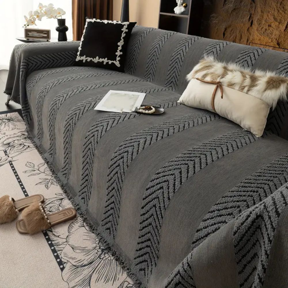 Cleo Sofa Cover - Soft Microfiber, Chevron Design for Couch and Sectional 4