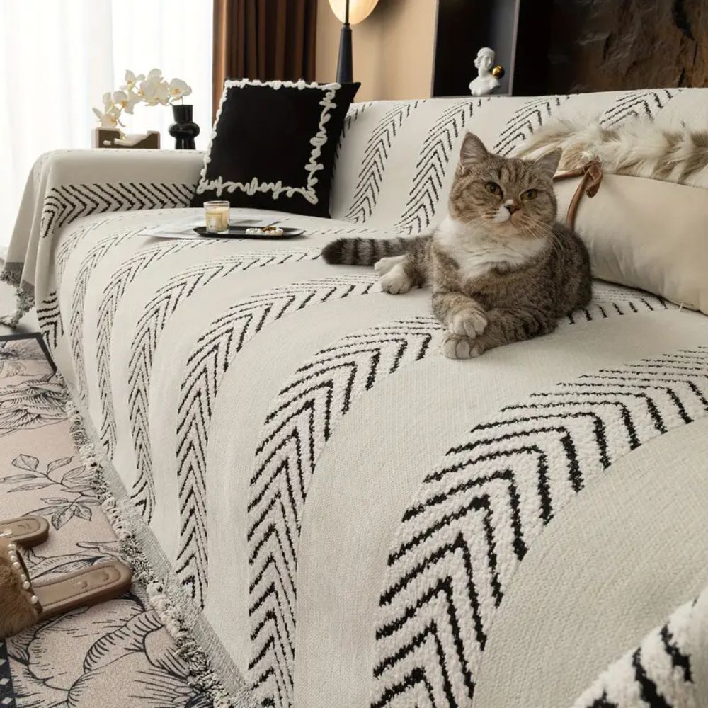 Cleo Sofa Cover - Soft Microfiber, Chevron Design for Couch and Sectional 5