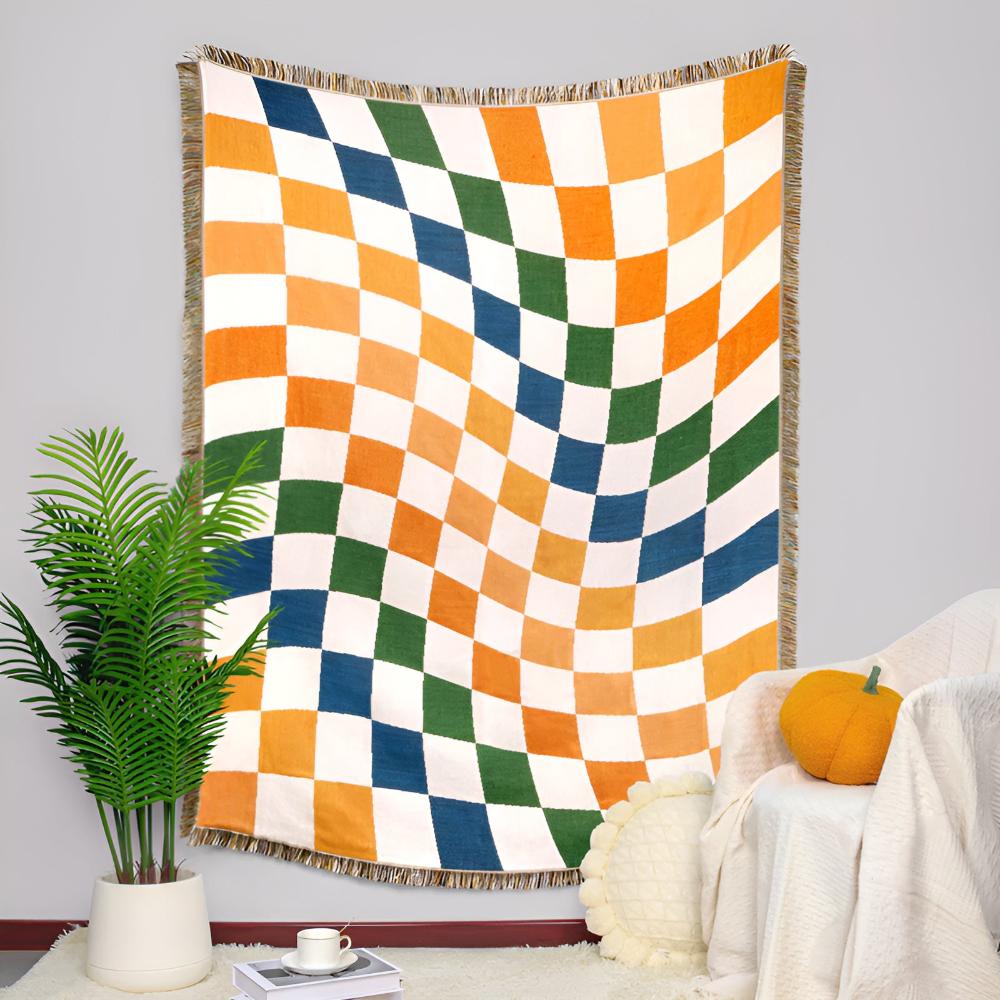 Clever Checkerboard Blanket - Polycotton Blend, Versatile Design 0