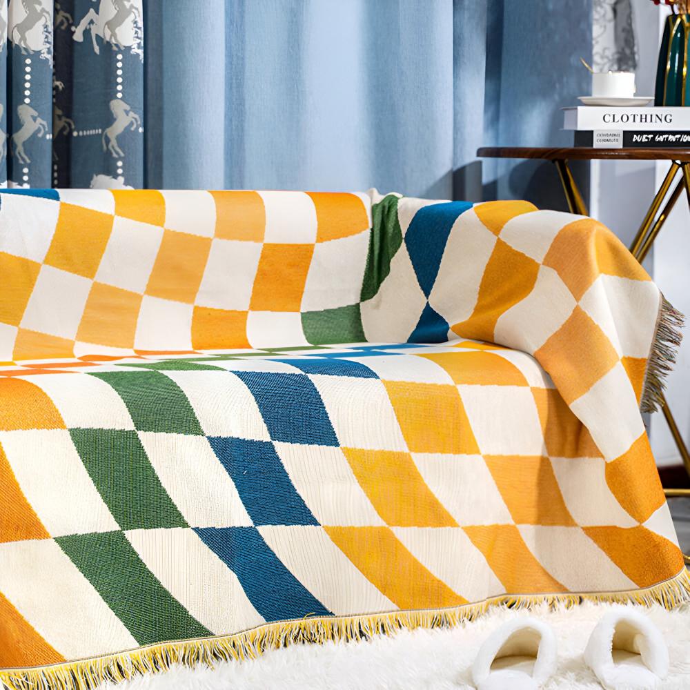 Clever Checkerboard Blanket - Polycotton Blend, Versatile Design 3