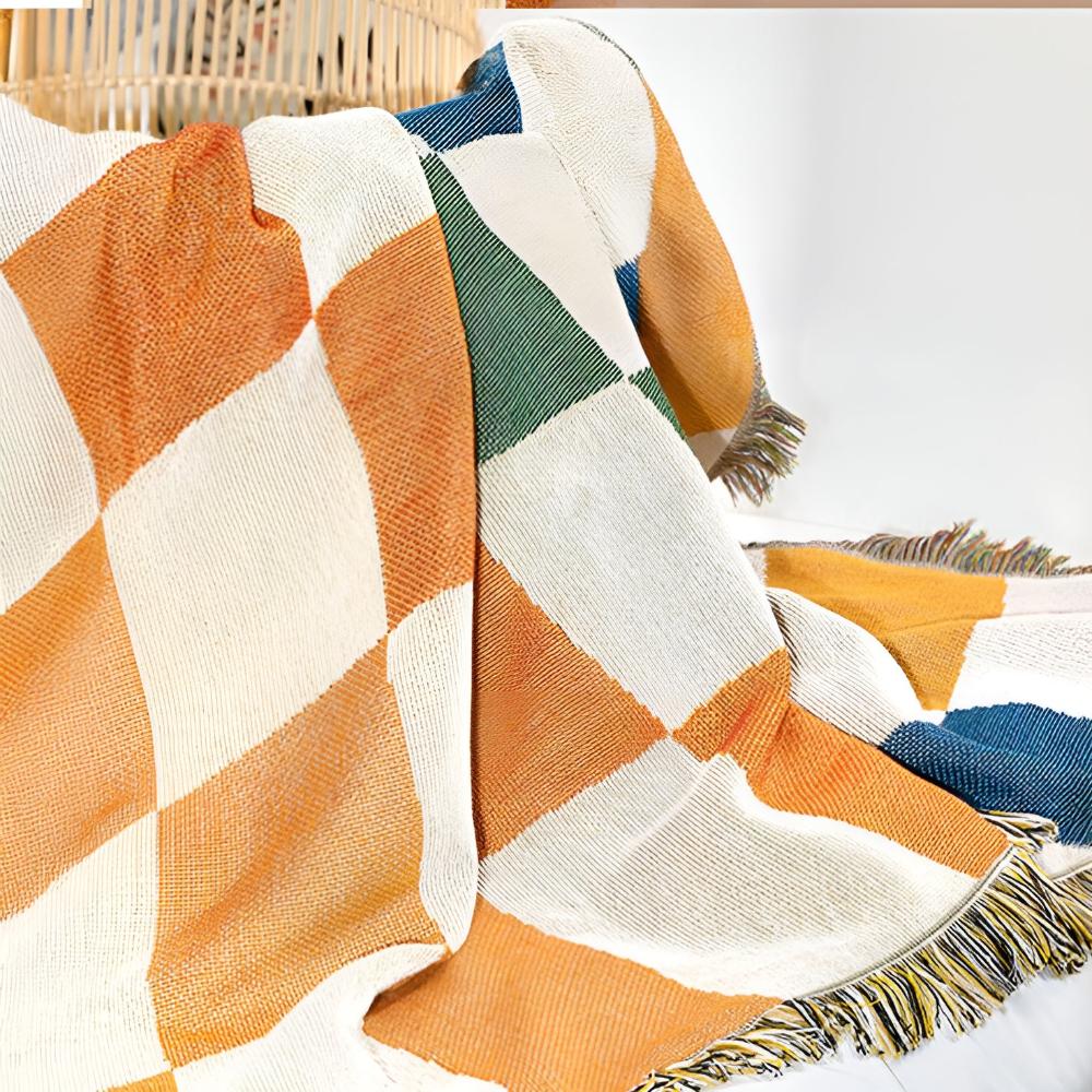 Clever Checkerboard Blanket - Polycotton Blend, Versatile Design 5