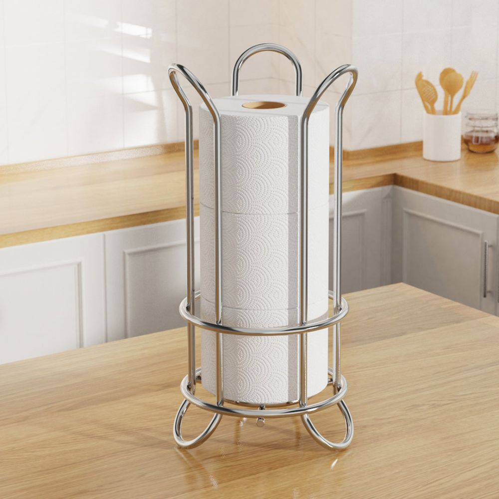 Clever Toilet Paper Holder Stand - Durable Iron, Chrome Finish 0