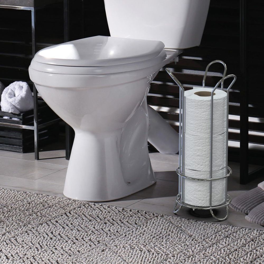 Clever Toilet Paper Holder Stand - Durable Iron, Chrome Finish 3
