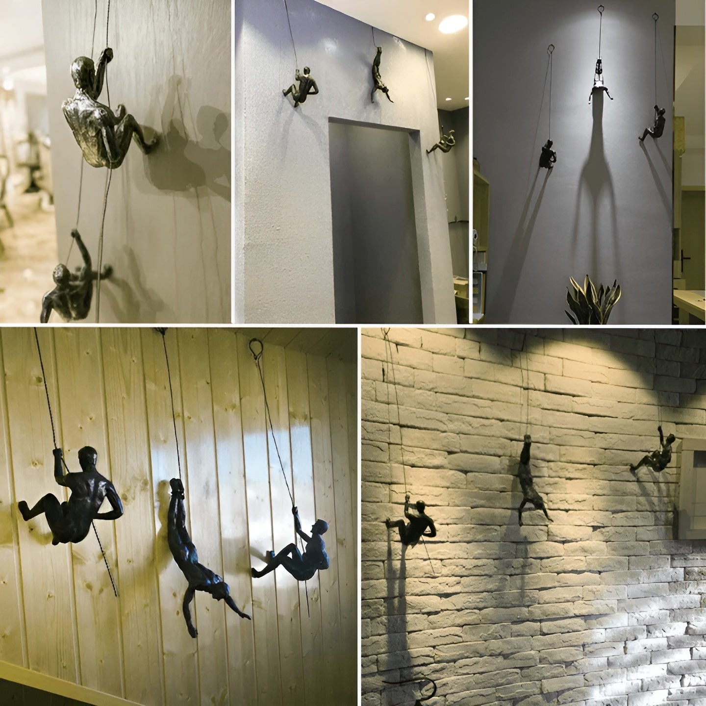 Climbera Wall Art Set - Metal Climbing Men Trio, Modern Industrial Decor 1