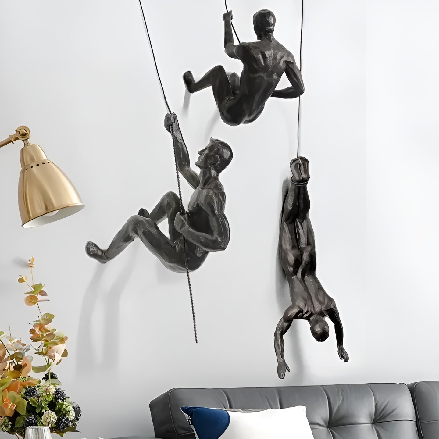 Climbera Wall Art Set - Metal Climbing Men Trio, Modern Industrial Decor 3