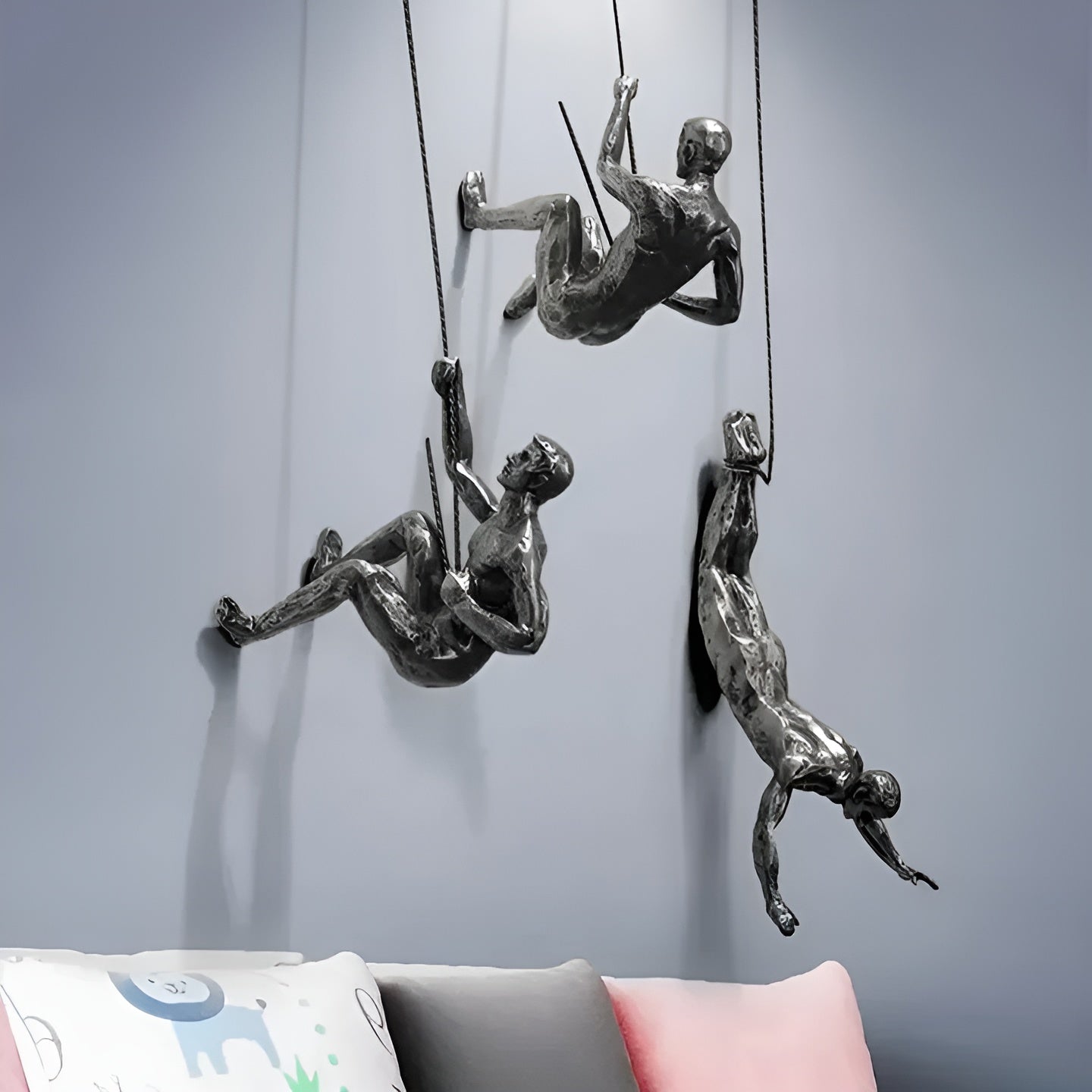 Climbera Wall Art Set - Metal Climbing Men Trio, Modern Industrial Decor 8