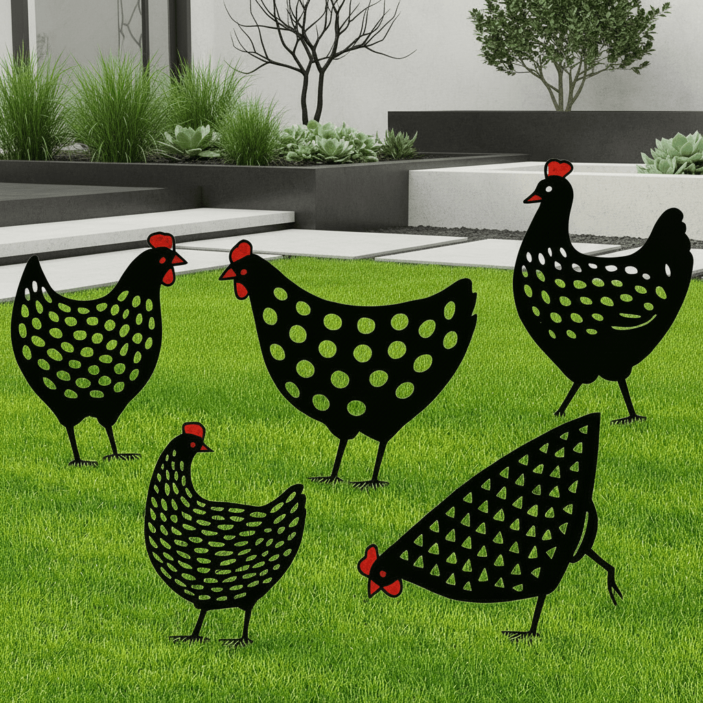 FarmSilhouette Set - Metal Garden Decor - Rustic Style - Weatherproof