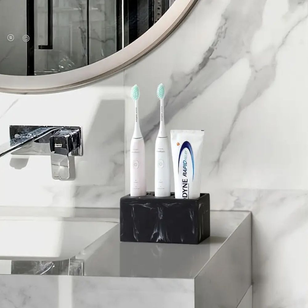 Cora Bathroom Toothbrush Holder - Durable Resin, Modern Design 3