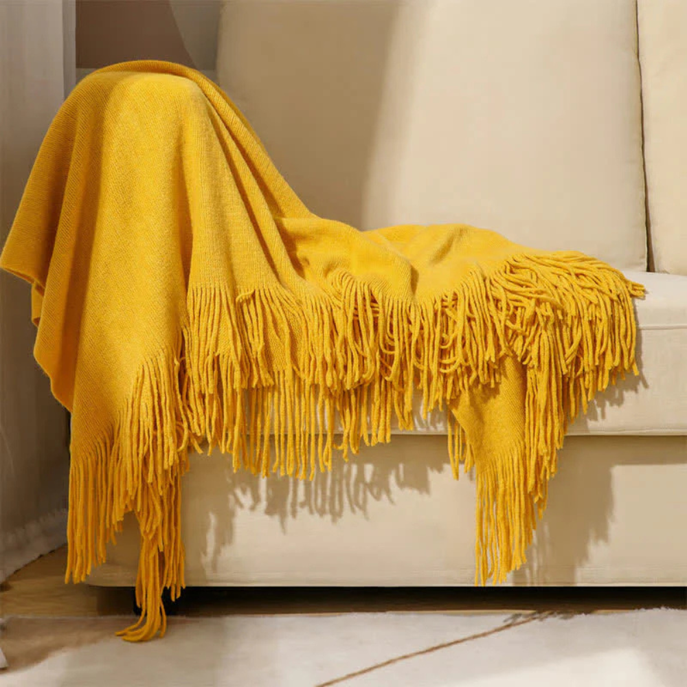 Cora Tassel Blanket - Chunky Knit Acrylic, Multi-Use 0