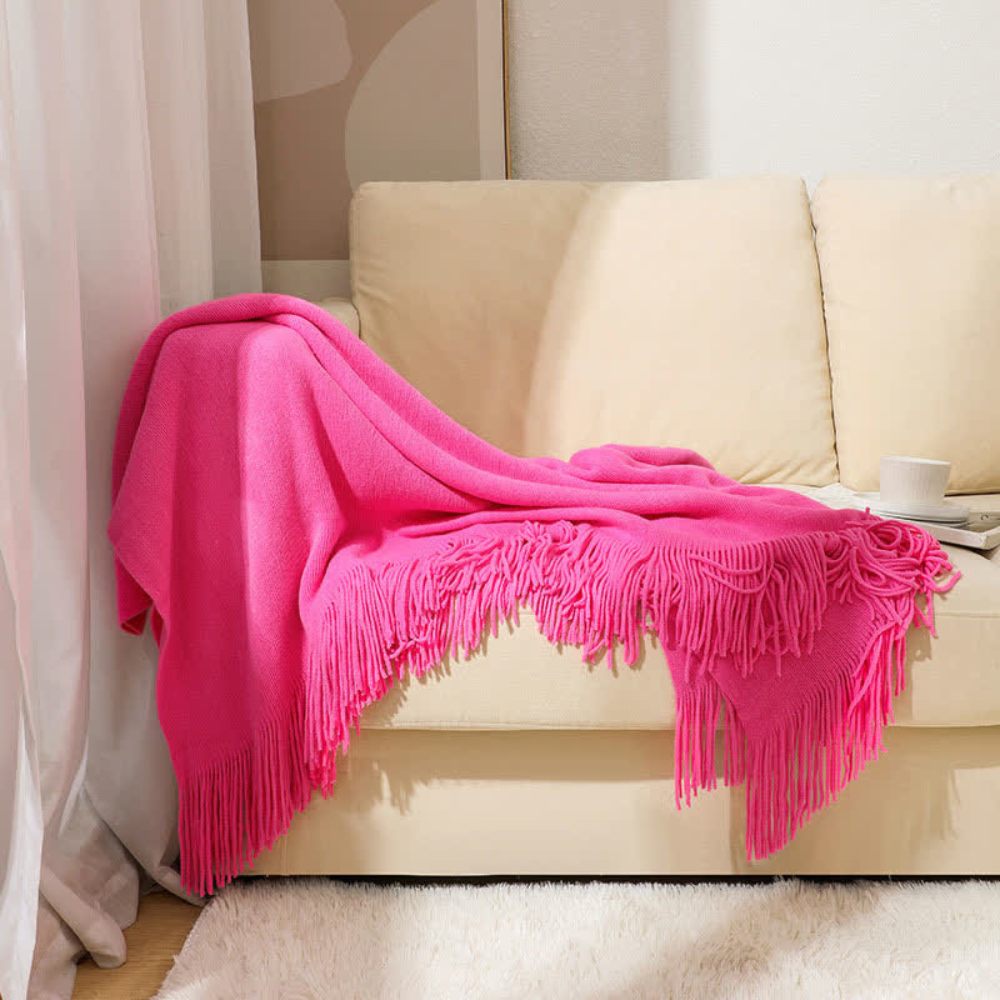 Cora Tassel Blanket - Chunky Knit Acrylic, Multi-Use 10