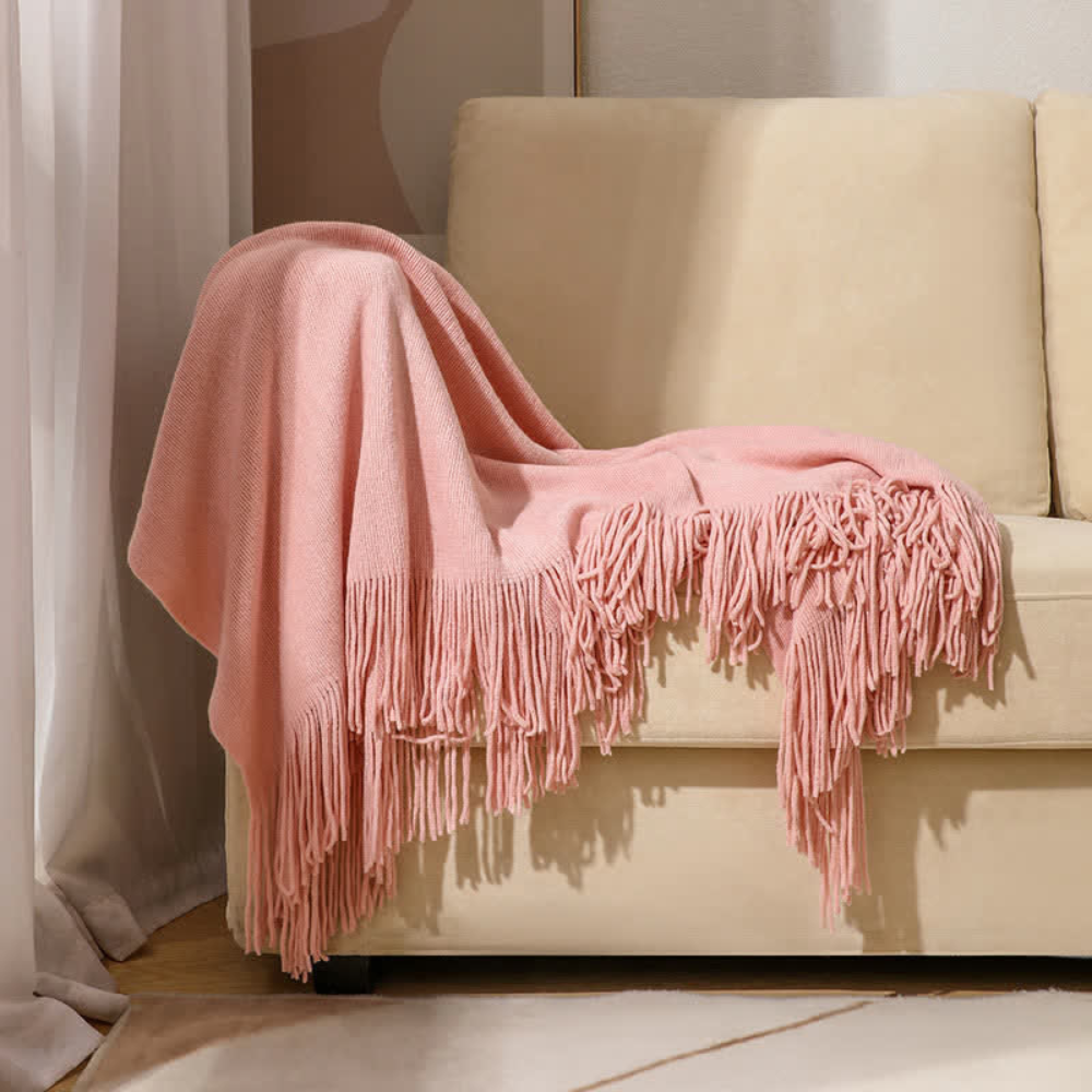 Cora Tassel Blanket - Chunky Knit Acrylic, Multi-Use 4