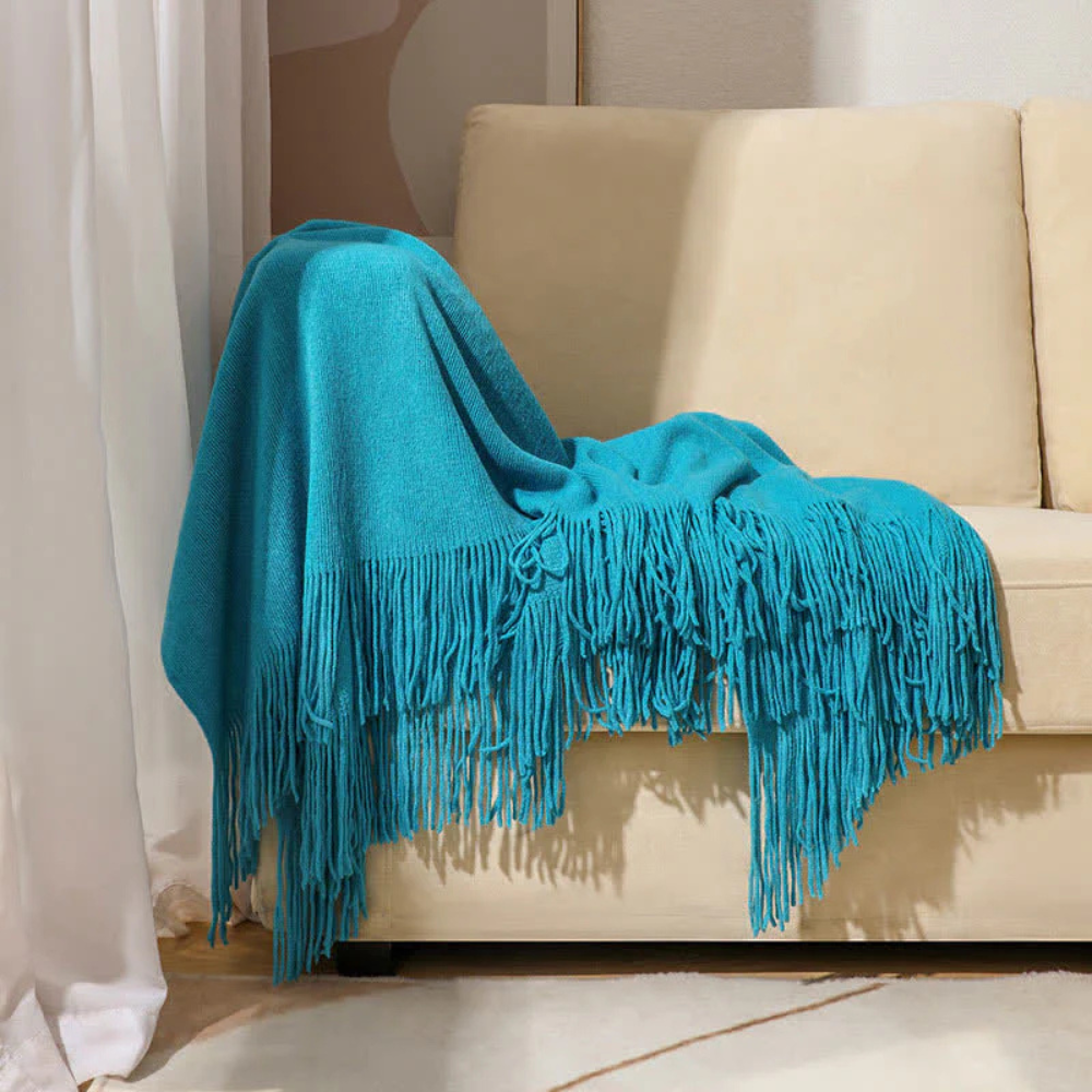 Cora Tassel Blanket - Chunky Knit Acrylic, Multi-Use 5