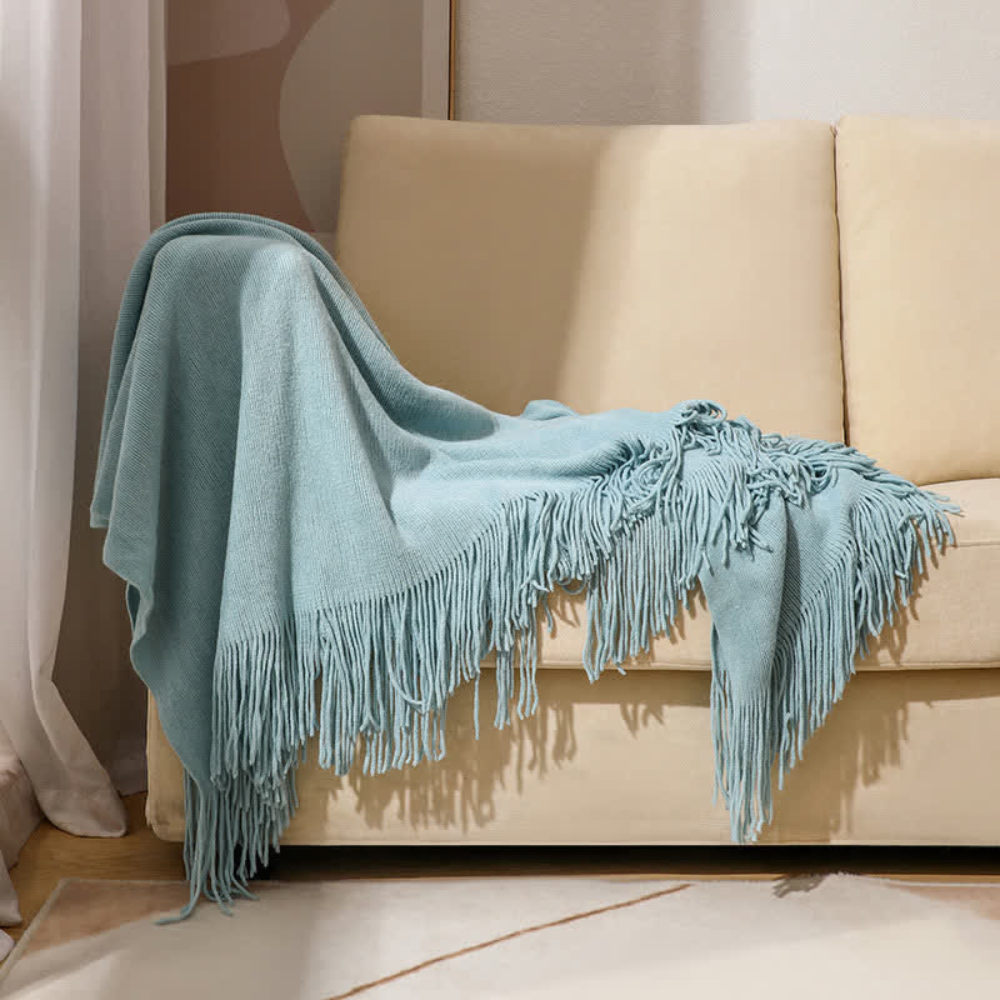 Cora Tassel Blanket - Chunky Knit Acrylic, Multi-Use 6