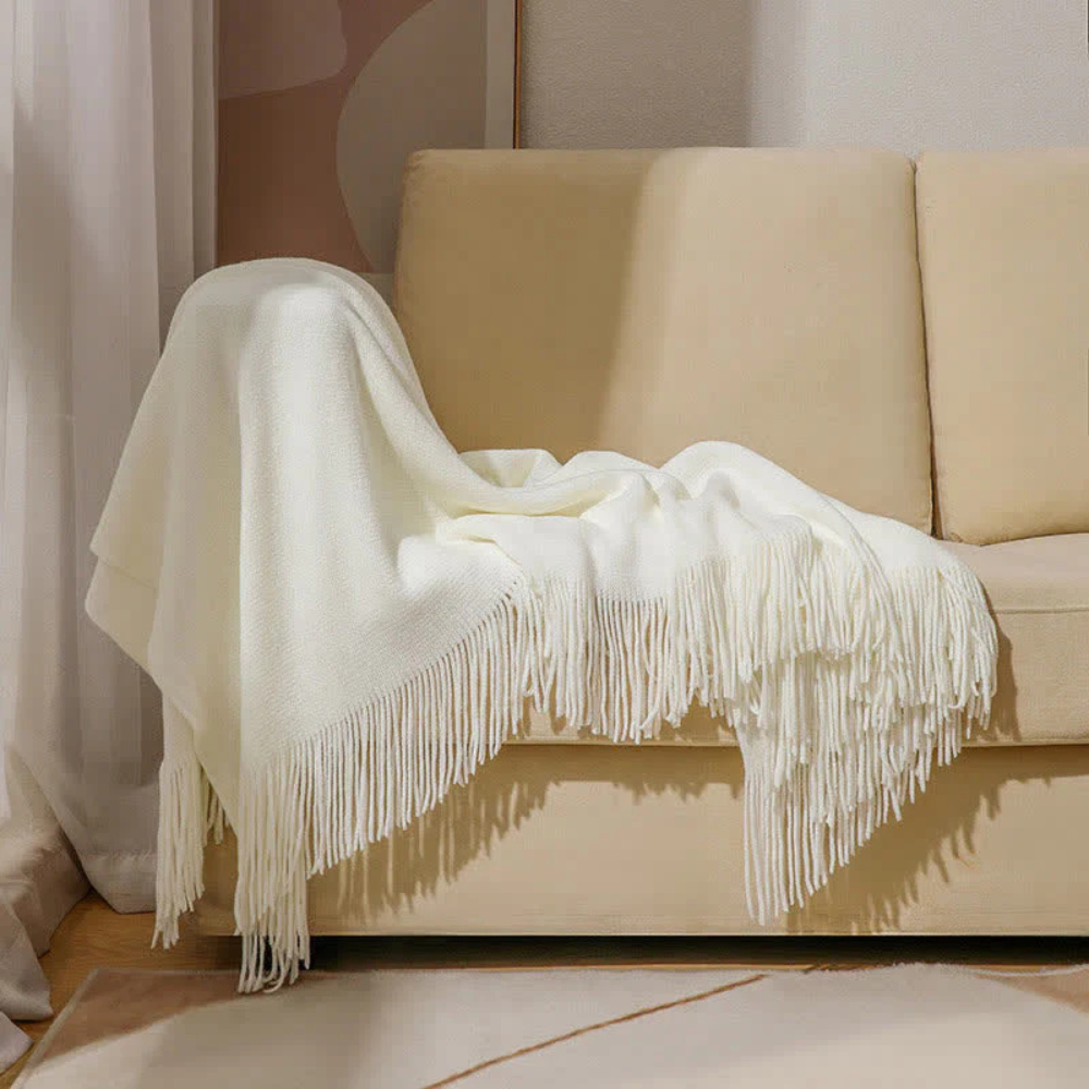 Cora Tassel Blanket - Chunky Knit Acrylic, Multi-Use 7